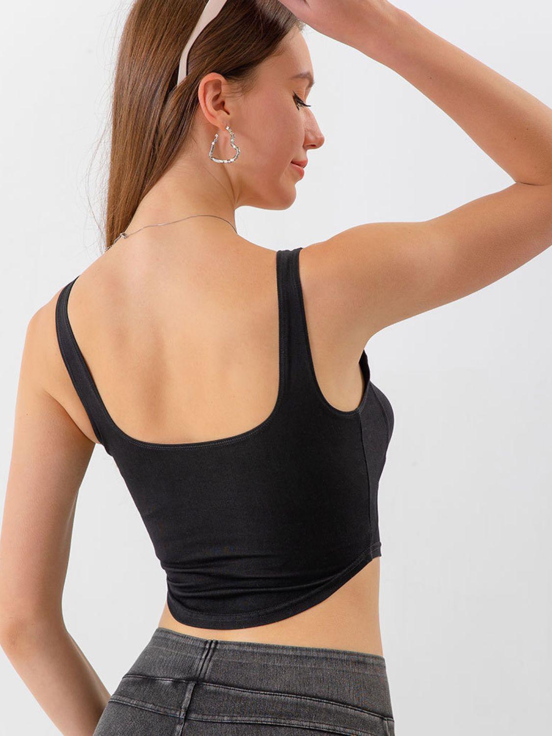 Seam Detail Cropped Denim Tank - ClubOn