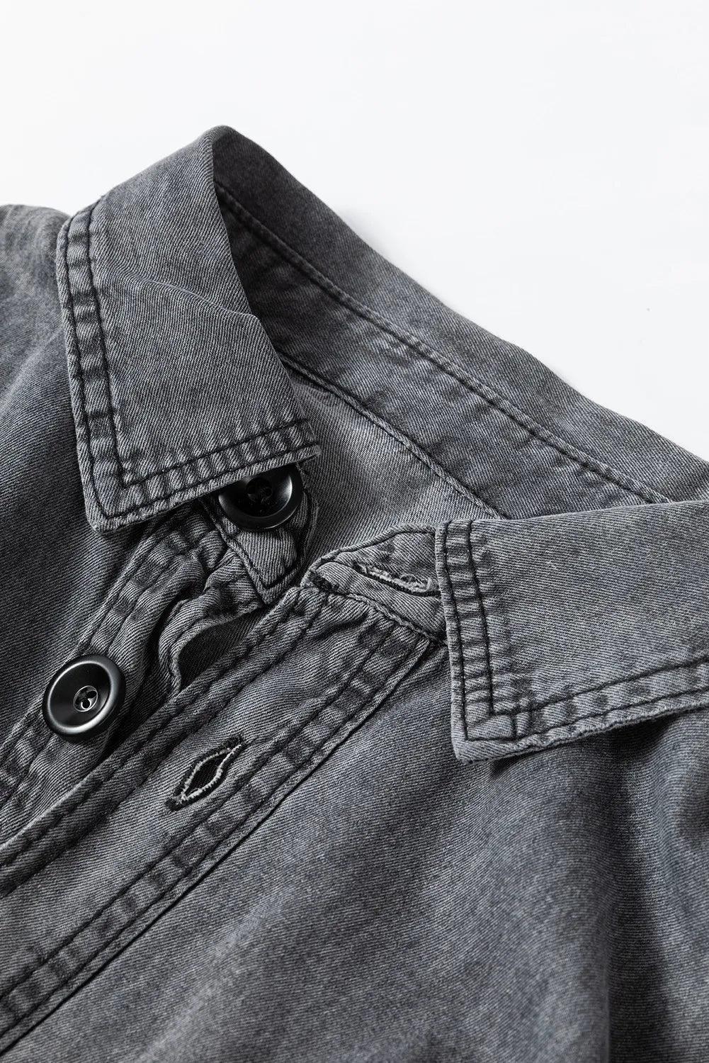Button Up Long Sleeve Denim Jacket - ClubOn
