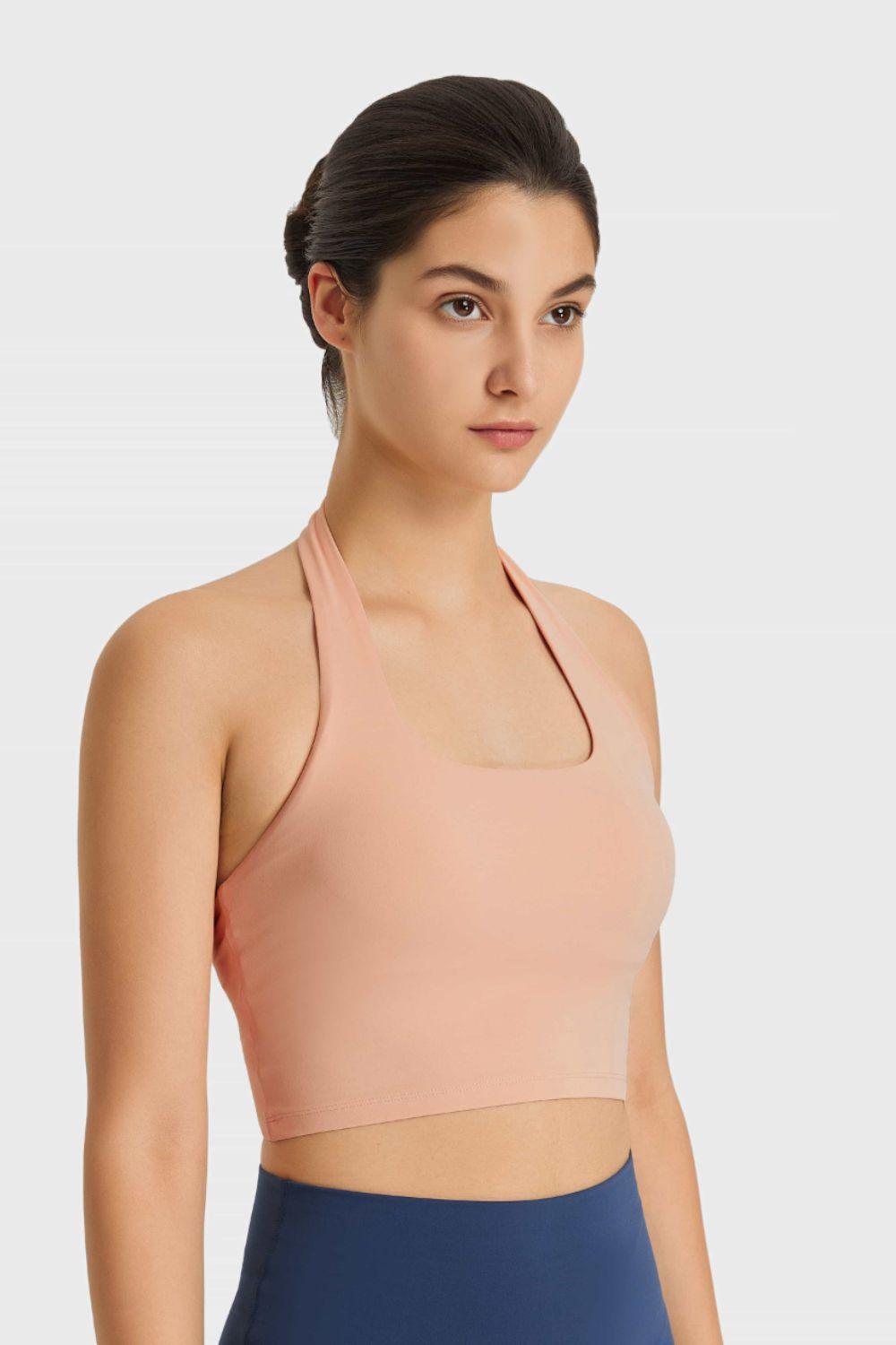 Millennia Breathable Halter Neck Sports Bra - ClubOn