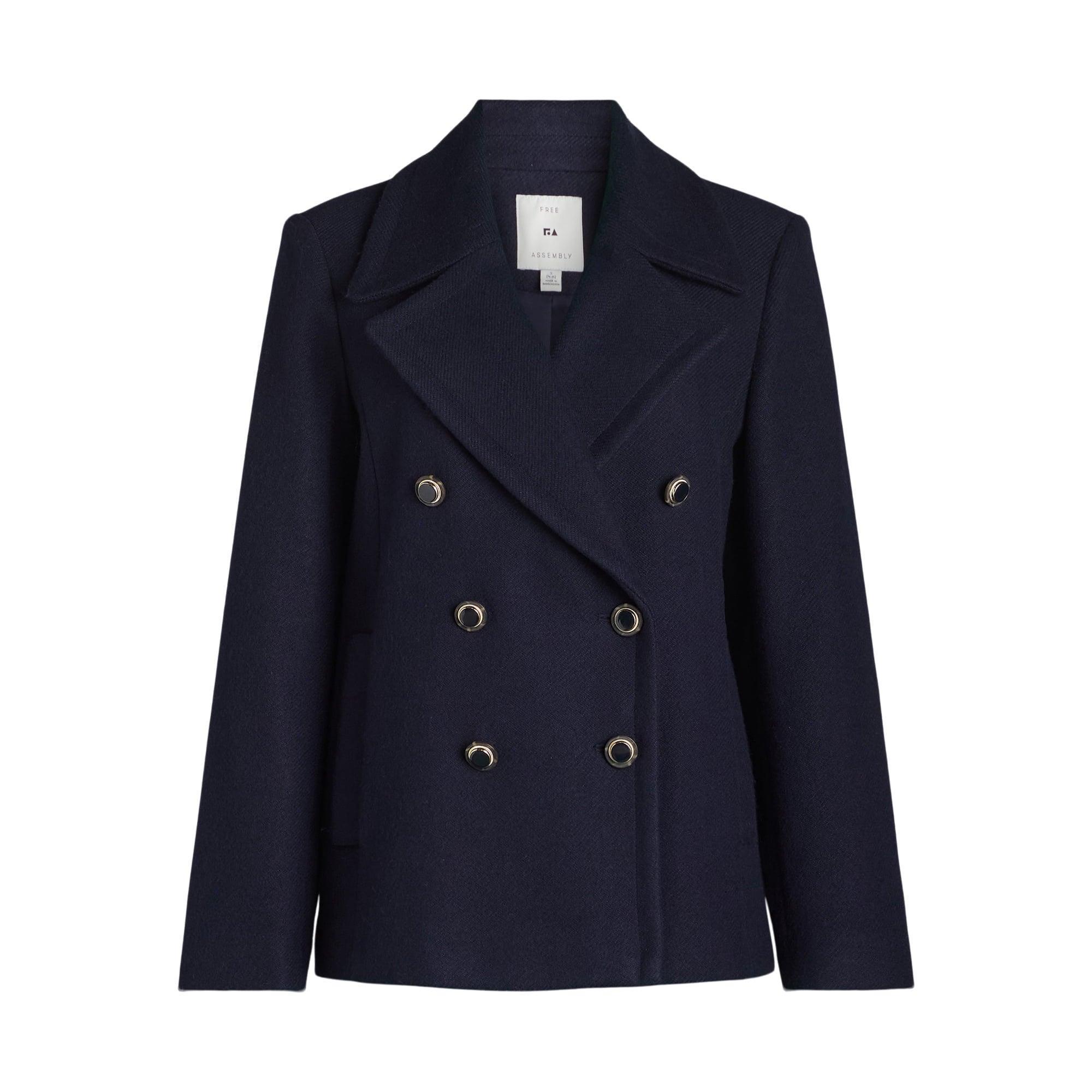 Free Assembly Women’s Double Breasted Peacoat, Midweight, Sizes XS-XXL | Classic & Warm - ClubOn