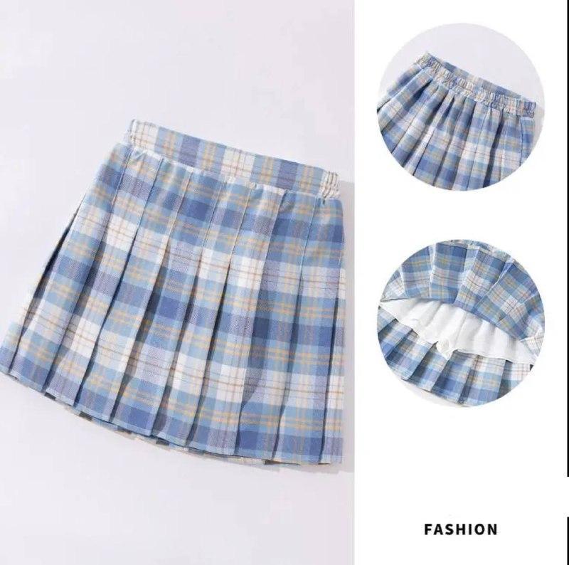Girls High-Waist Plaid Pleated Skirt – A-Line School Uniform - ClubOn