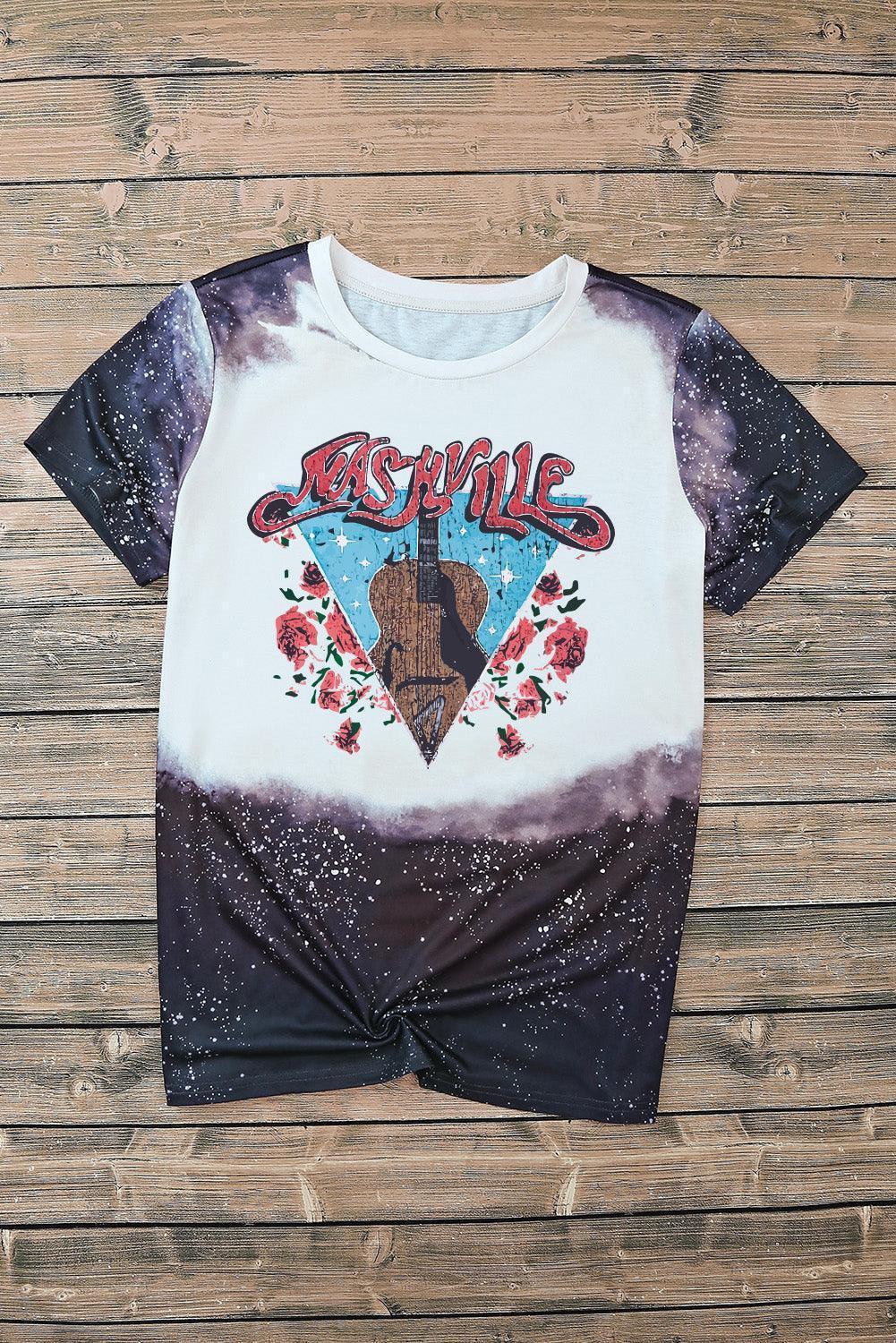 Guitar Graphic Round Neck Short Sleeve T-Shirt - ClubOn