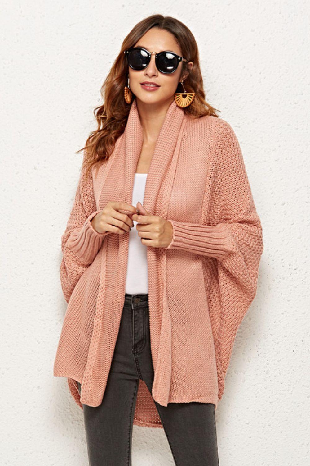 Angel Wings Open Front Dolman Sleeve Longline Cardigan - ClubOn