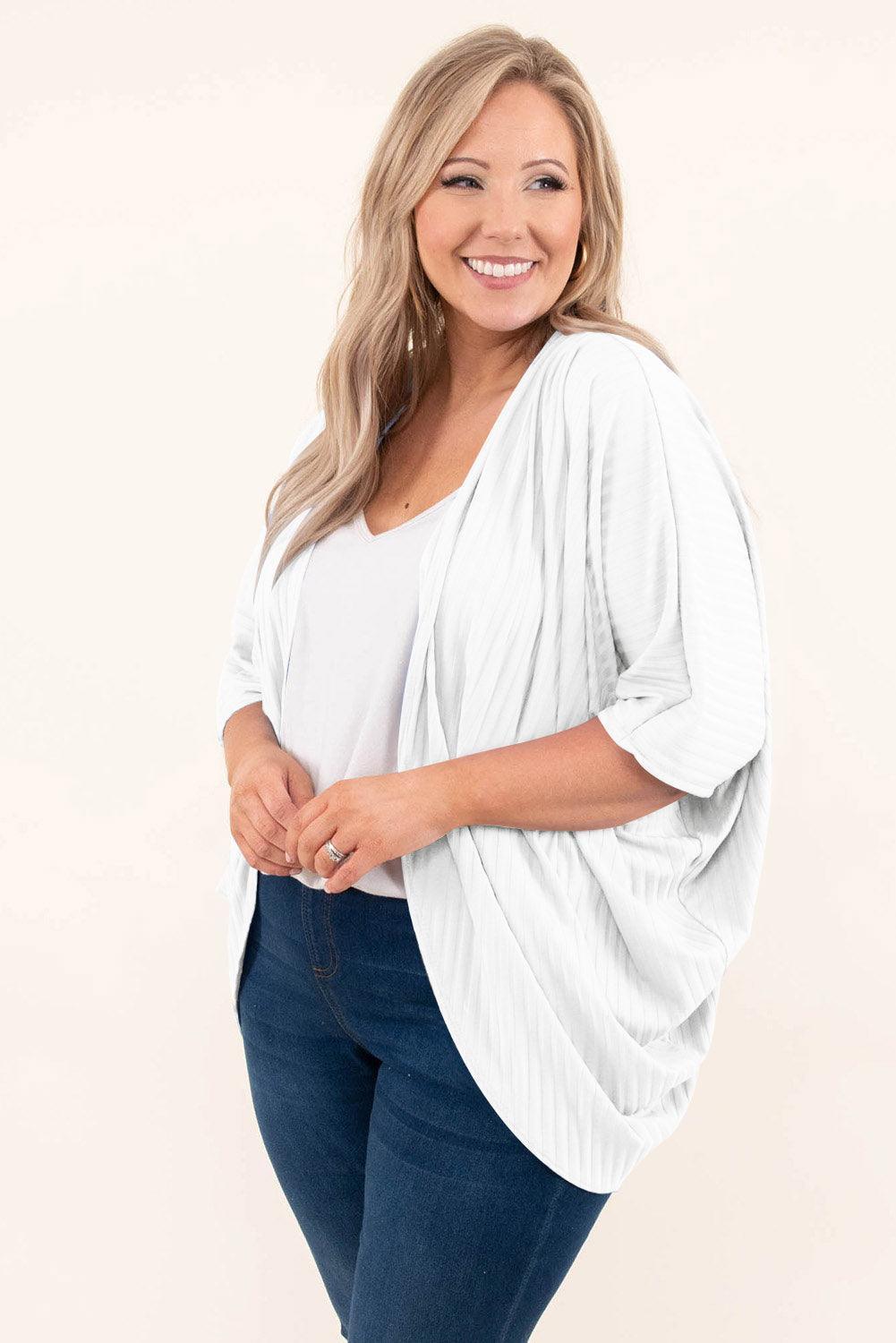 Plus Size Ribbed Cocoon Cover Up - ClubOn