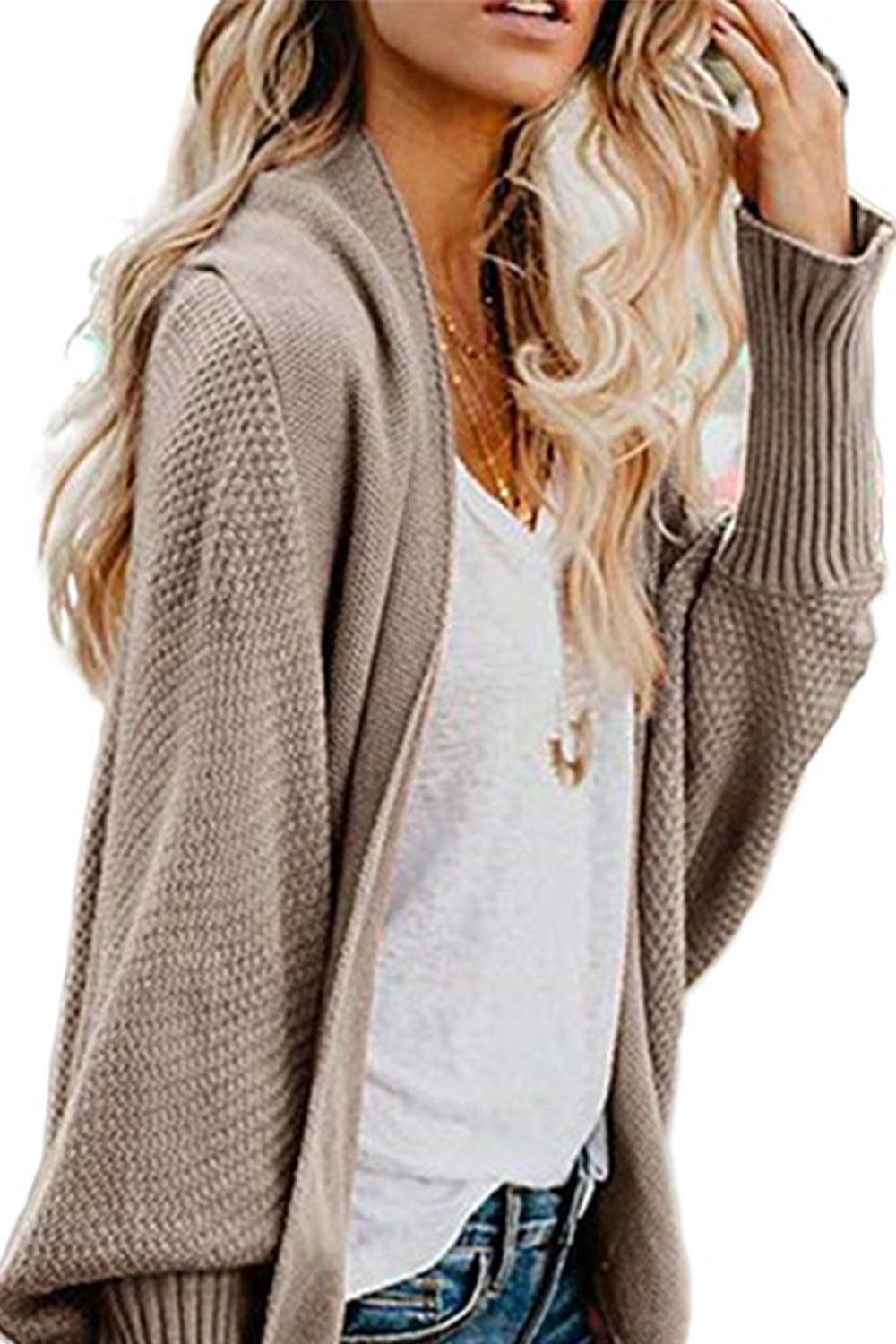 Angel Wings Open Front Dolman Sleeve Longline Cardigan - ClubOn