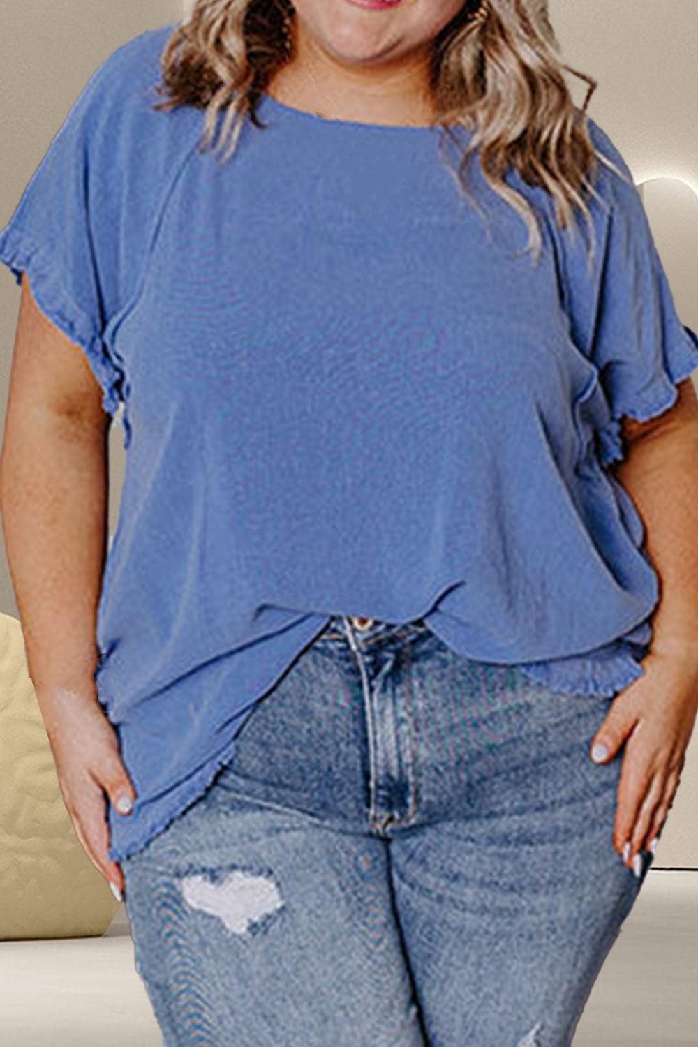 Plus Size Round Neck Half Sleeve Top - ClubOn