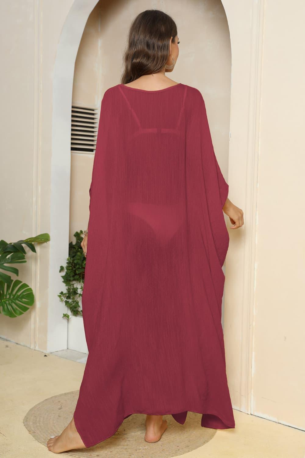 V-Neck Three-Quarter Sleeve Cover-Up - ClubOn