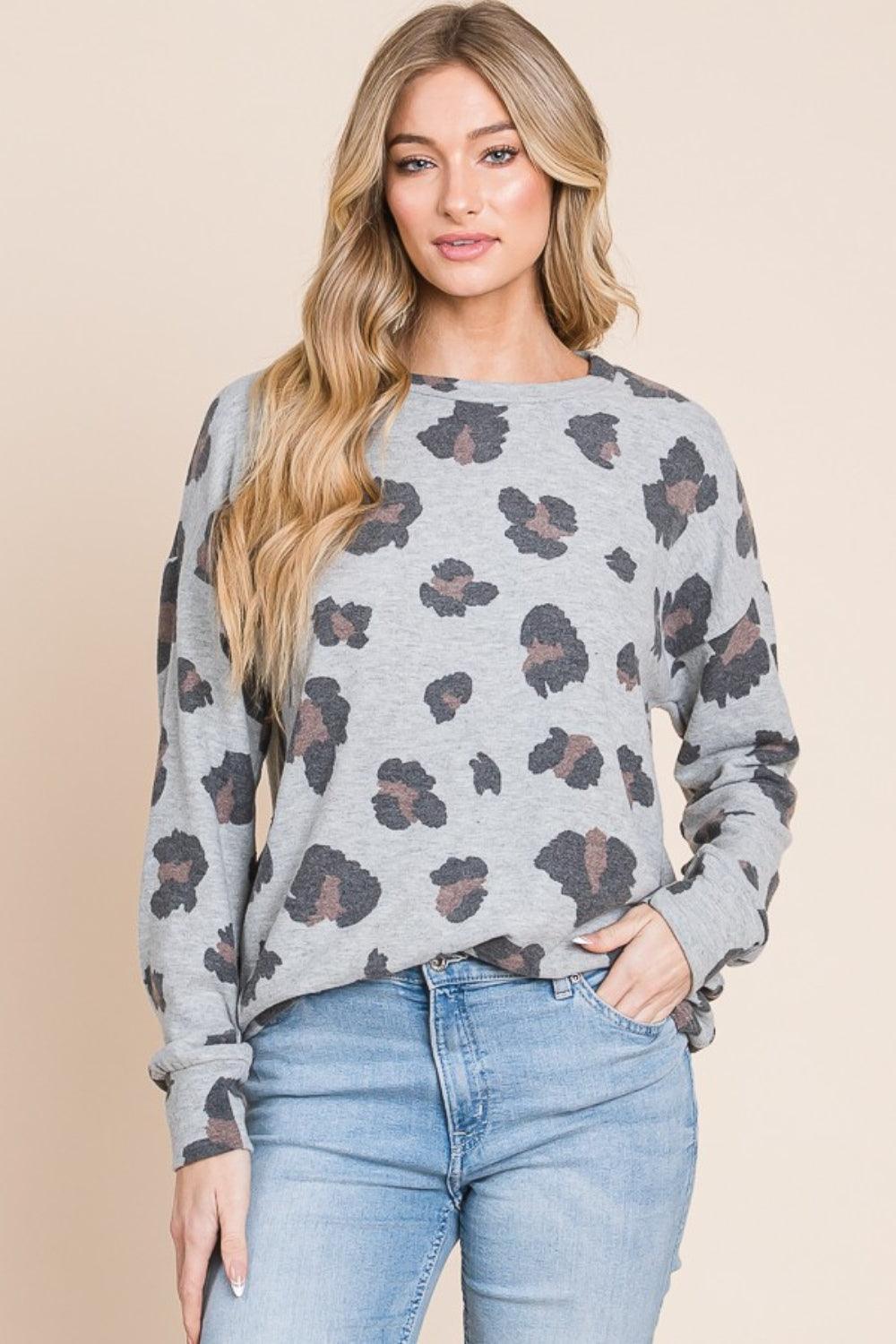 BOMBOM Leopard Drop Shoulder T-Shirt - ClubOn