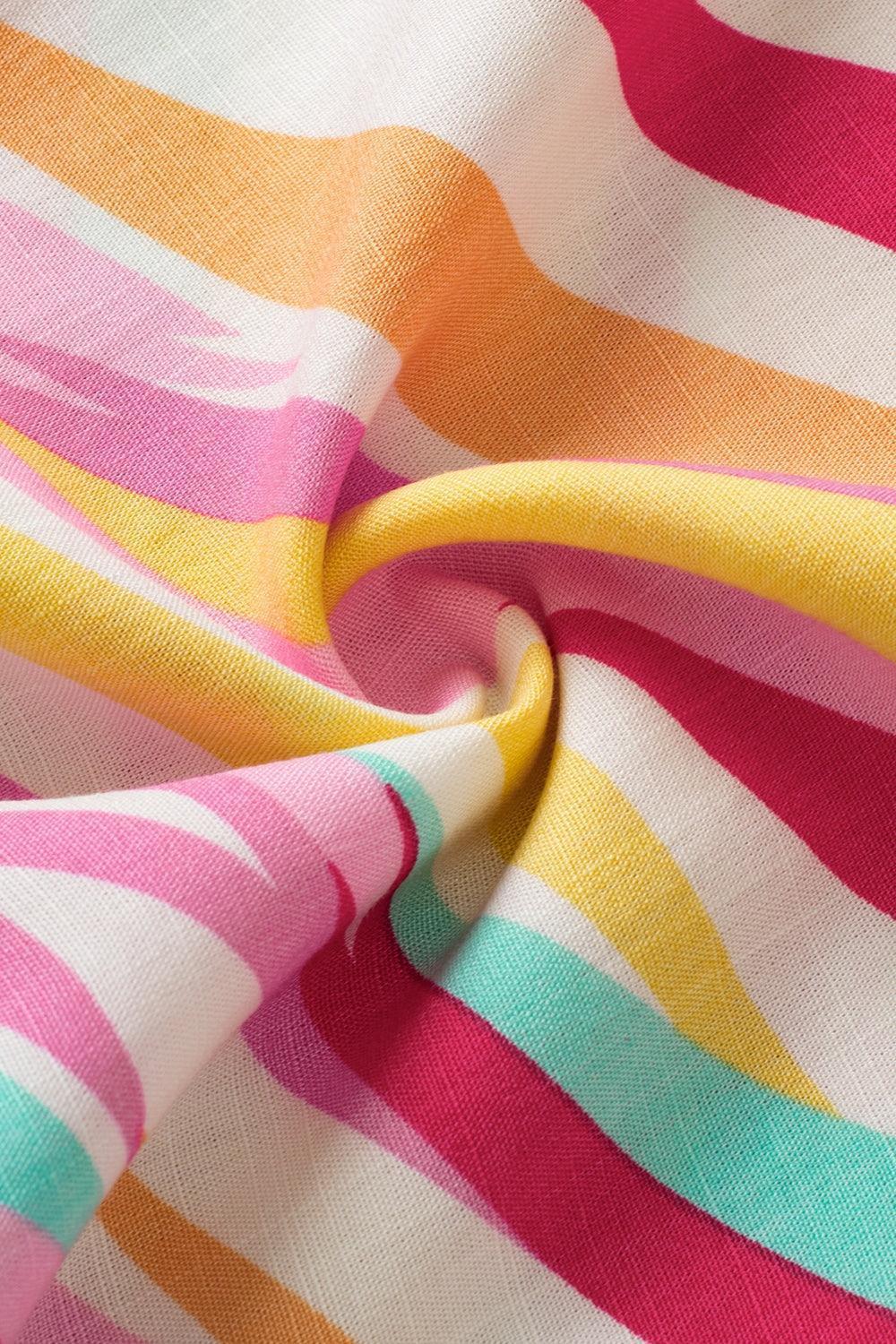 Plus Size Printed Notched Short Sleeve Blouse - ClubOn