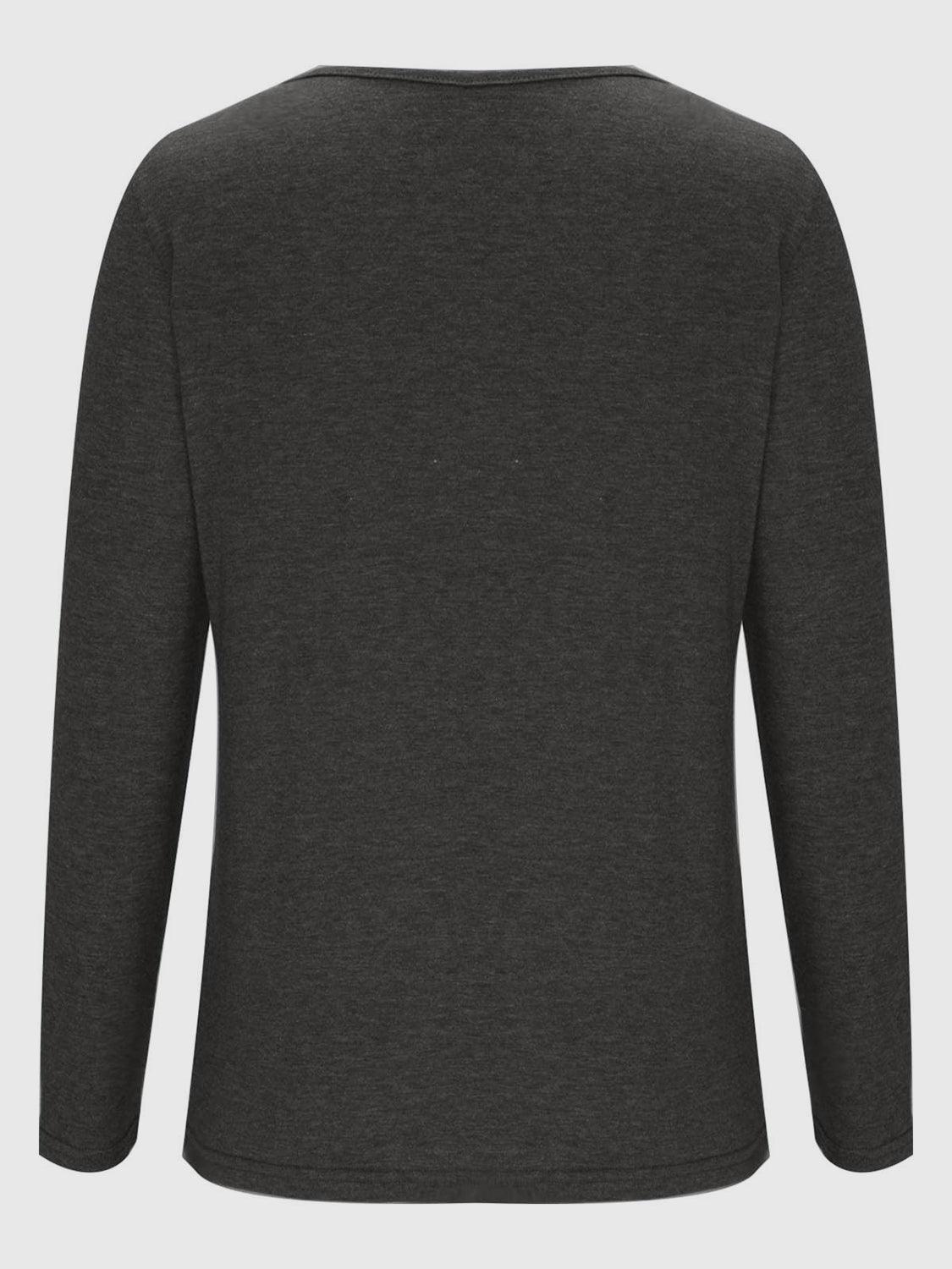 Crisscross V-Neck Long Sleeve T-Shirt - ClubOn