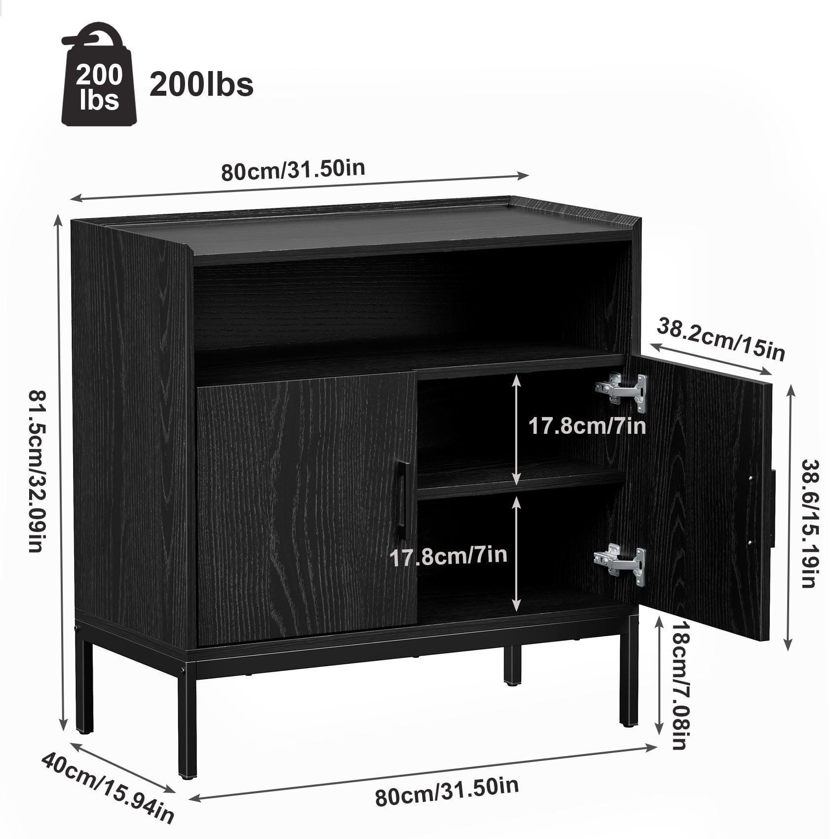 JOZ Modern Black Sideboard Buffet with Ample Storage, Coffee Bar - ClubOn