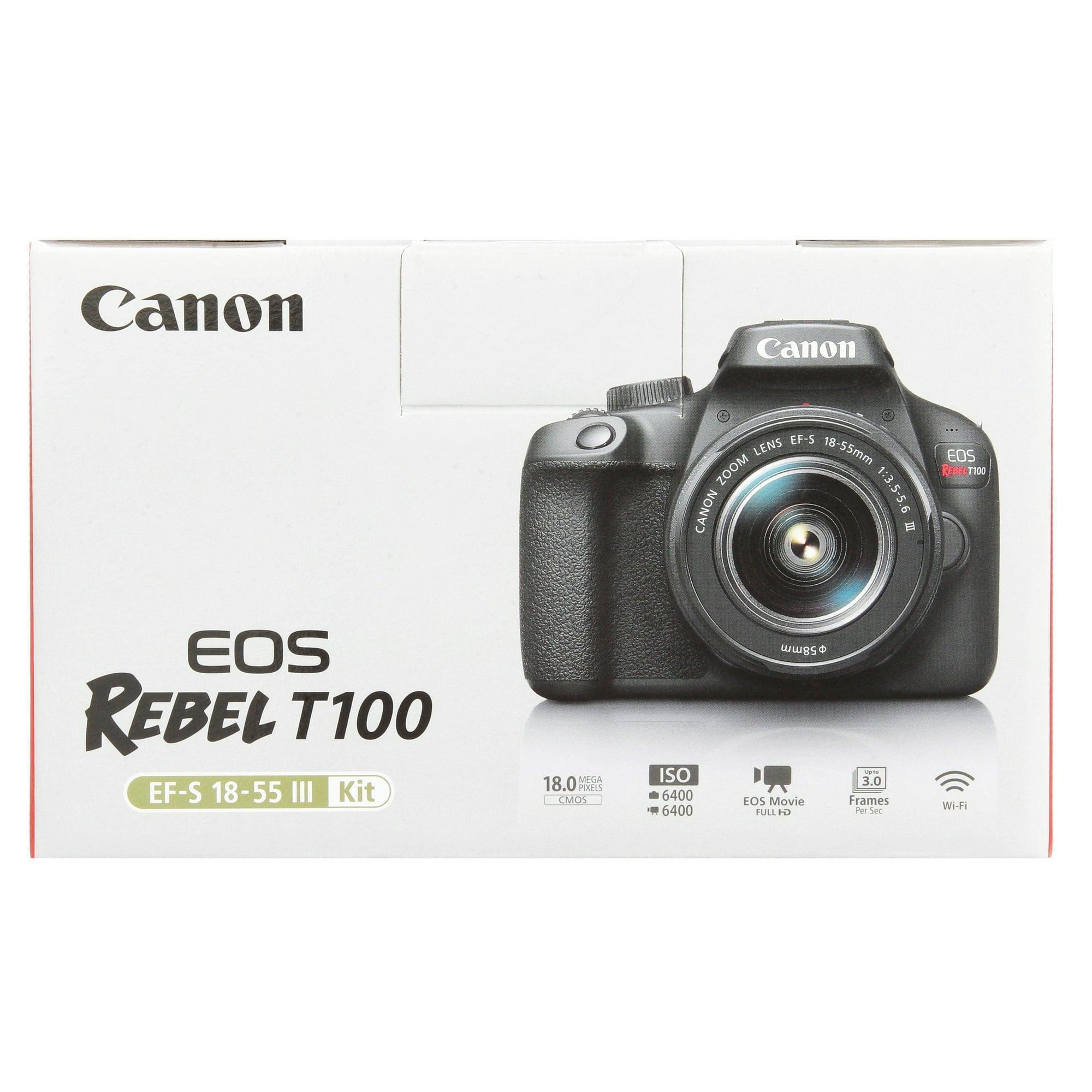 Canon EOS Rebel T100 Digital SLR Camera with 18-55mm Lens Kit, 18MP Sensor, Wi-Fi, 32GB Memory Card - ClubOn