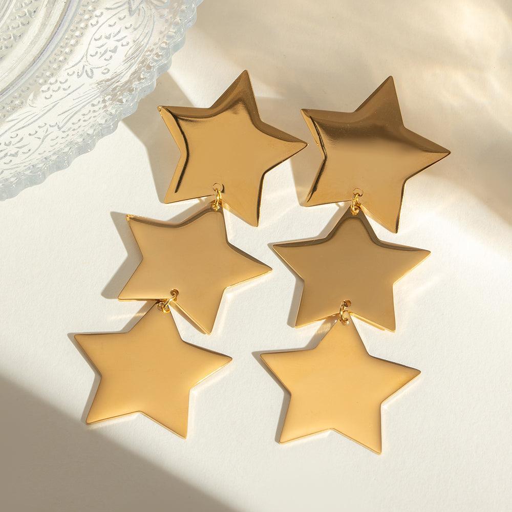 18K Gold-Plated Stainless Steel Star Earrings - ClubOn