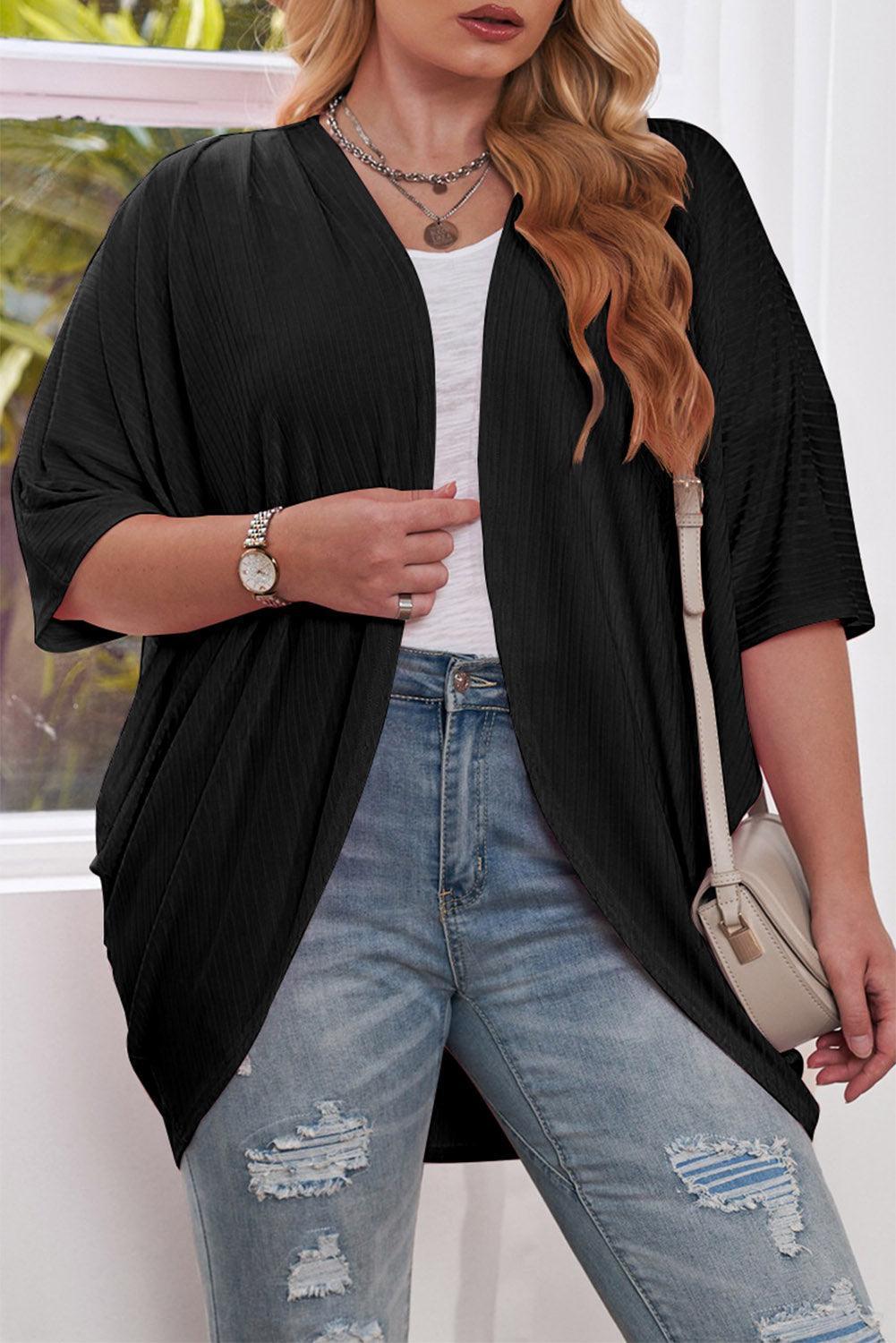 Plus Size Ribbed Cocoon Cover Up - ClubOn