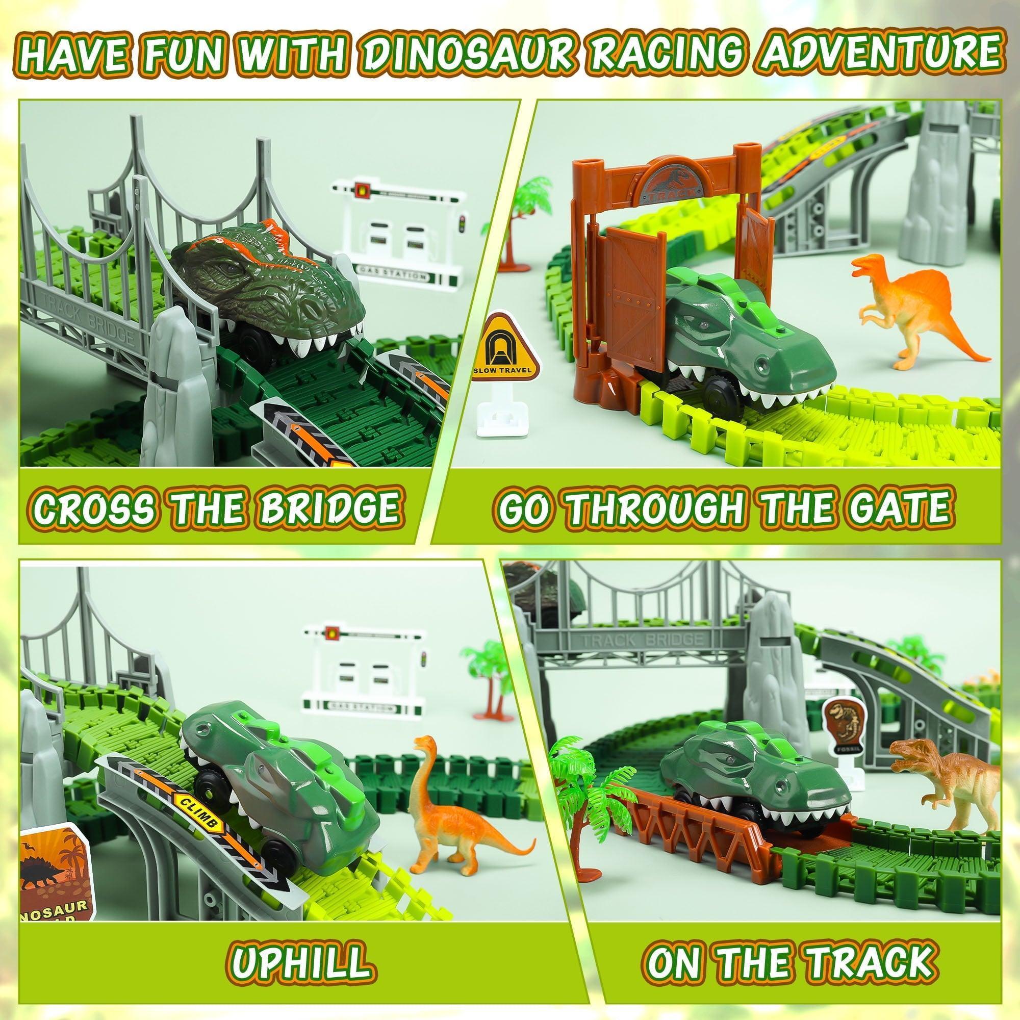 Dinosaur Tracks Toys, Flexible Dinosaur Track Toys Set, 169 Pcs, Perfect Gifts for 3-6 Years Old Boys & Girls, Create Your Dinosaur World - ClubOn