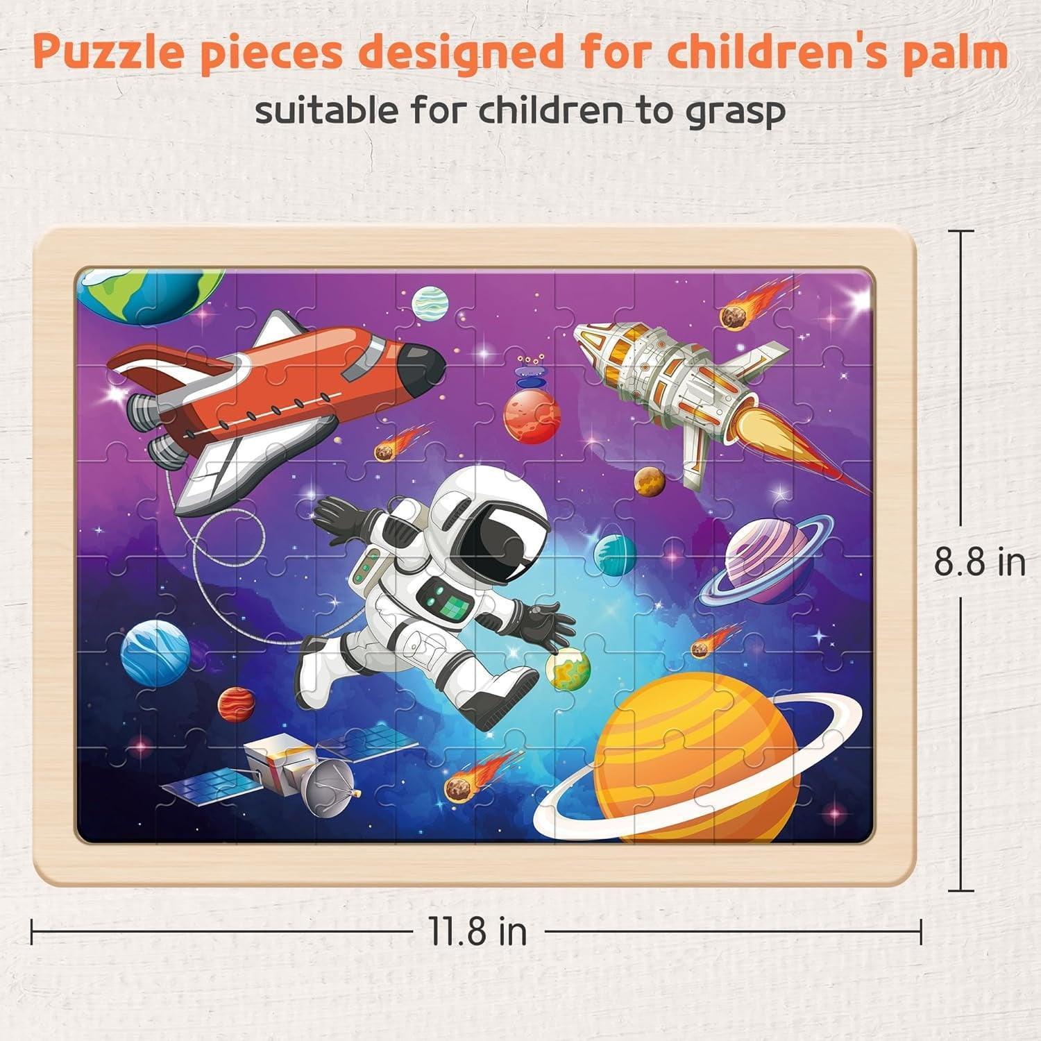 SYNARRY Wooden Puzzles for Kids Ages 4-6, 6 Packs, 60 Pieces, Educational Preschool Puzzles for Boys & Girls - ClubOn