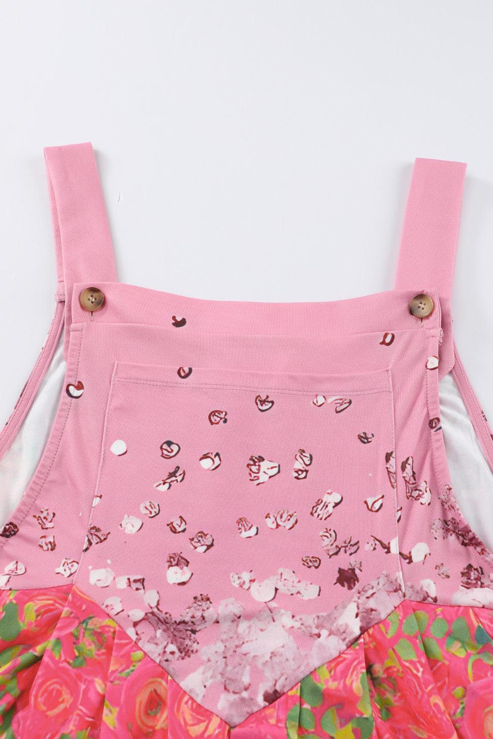 Printed Square Neck Wide Strap Jumpsuit - ClubOn