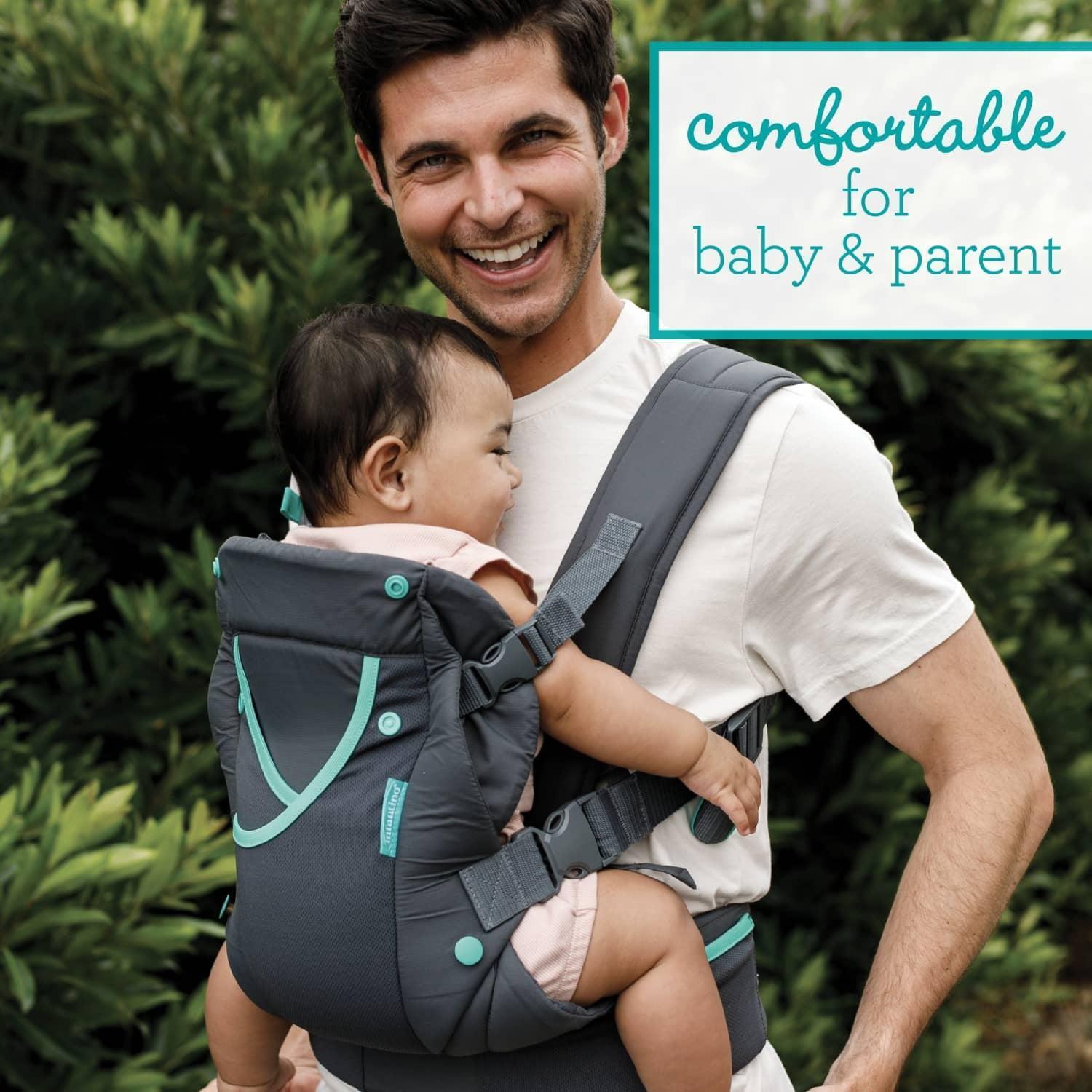 Infantino Carry On Active Multi-Pocket Baby Carrier, 4-Positions, 8-40lbs, Gray - ClubOn