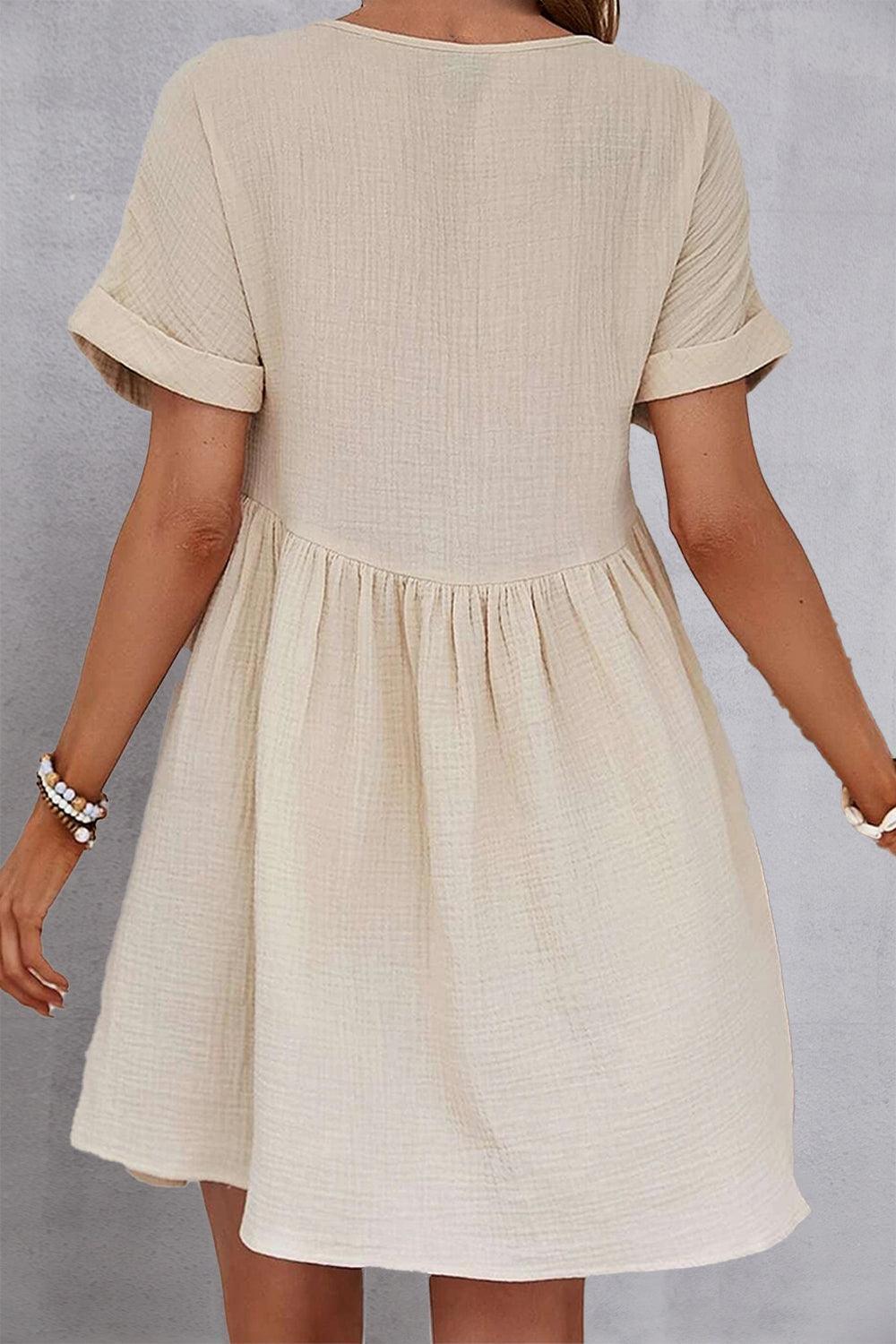 V-Neck Short Sleeve Dress - ClubOn