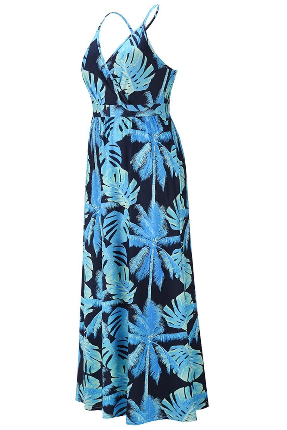 Crisscross Printed Surplice Cami Dress - ClubOn