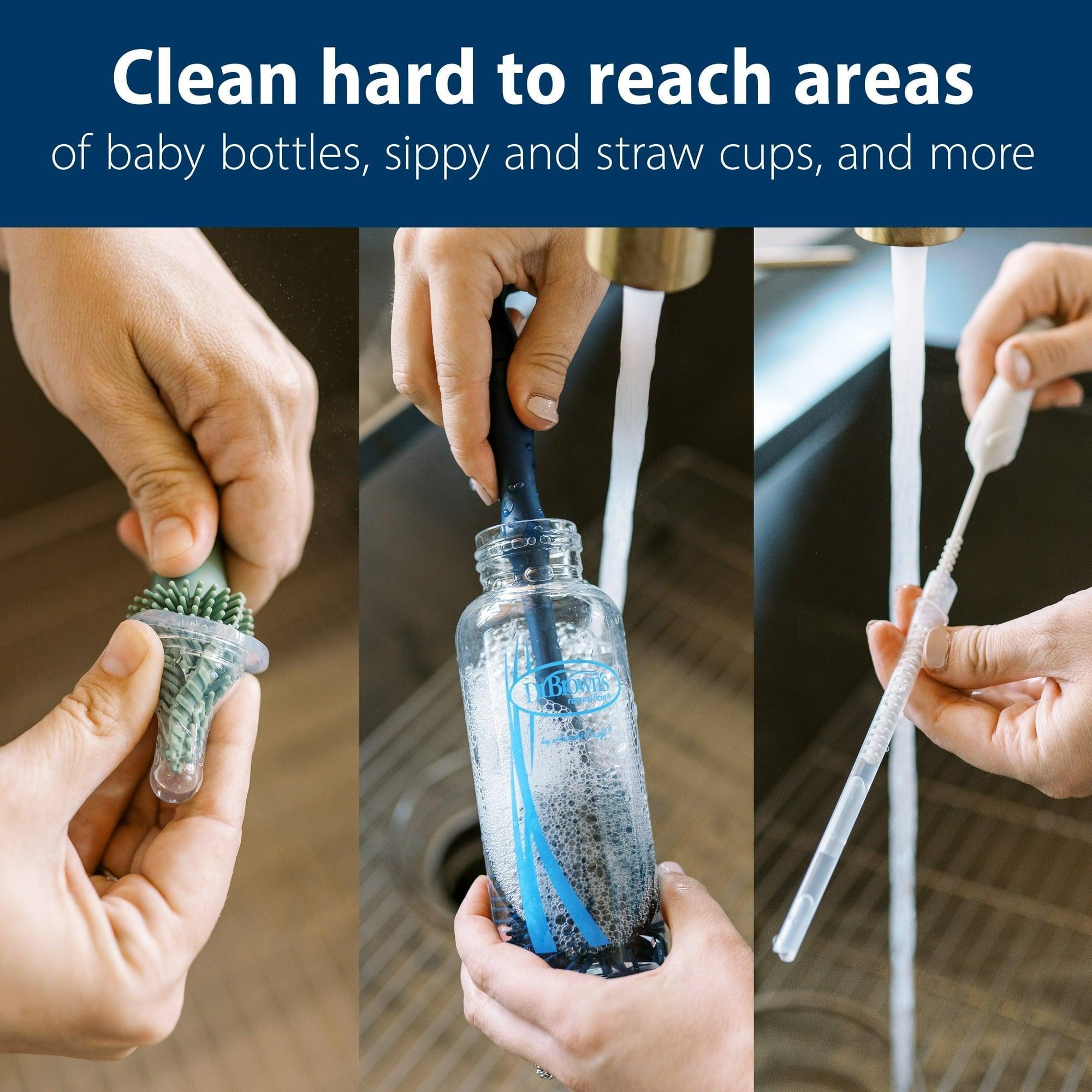 Dr. Brown's Silicone Cleaning Brush Set with Bottle, Spout & Straw Brushes, BPA Free, 3 Pack - ClubOn