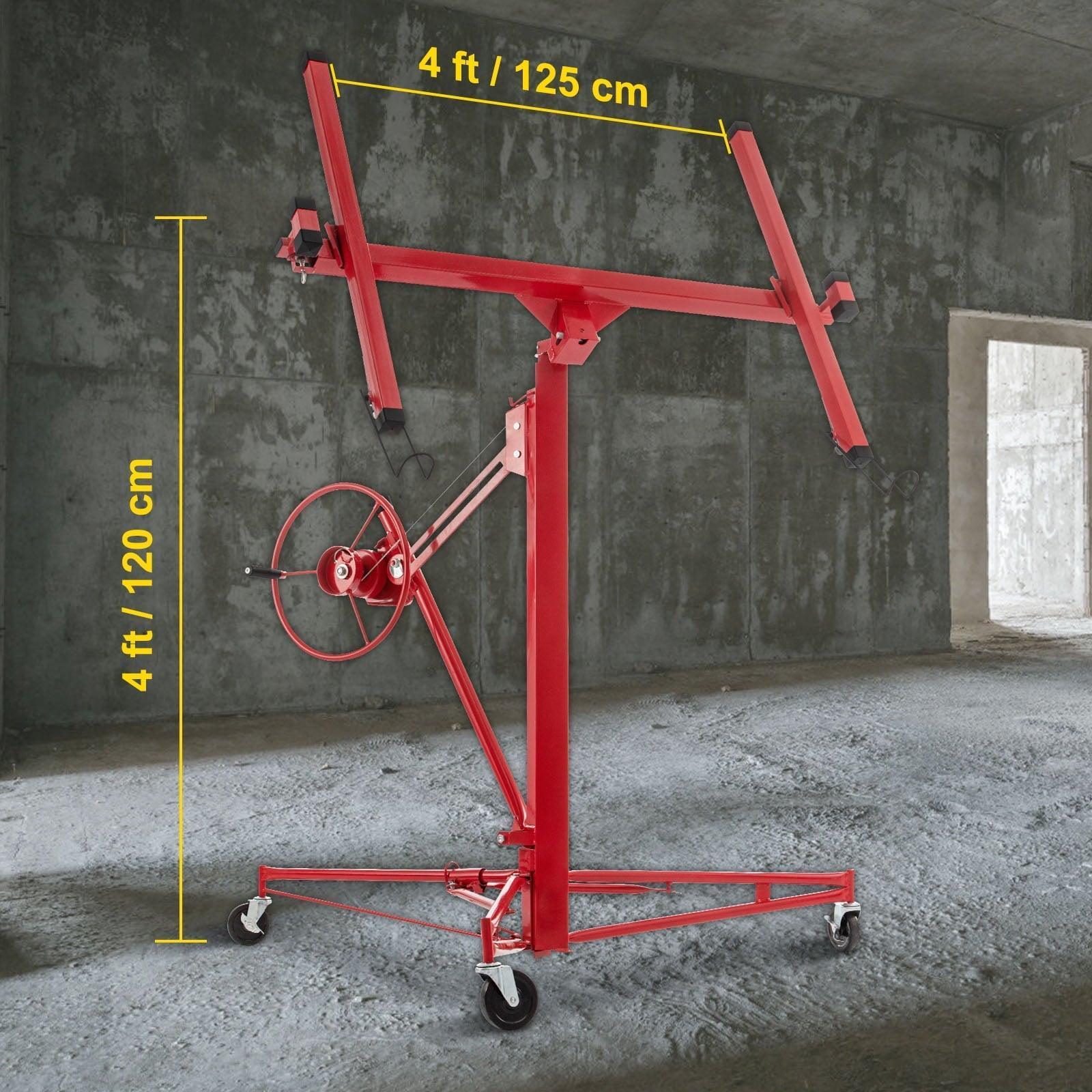 SKYSHALO Drywall Rolling Lifter, 11ft Sheetrock Lift, 150lb Capacity, Steel with Telescopic Arm & 3 Lockable Wheels - ClubOn