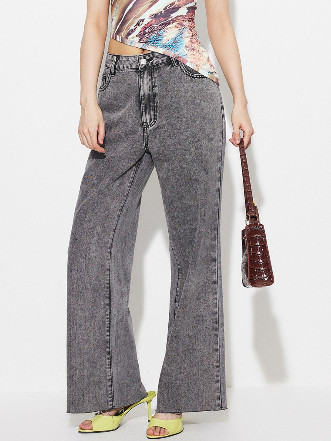 High Waist Bootcut Jeans with Pockets - ClubOn