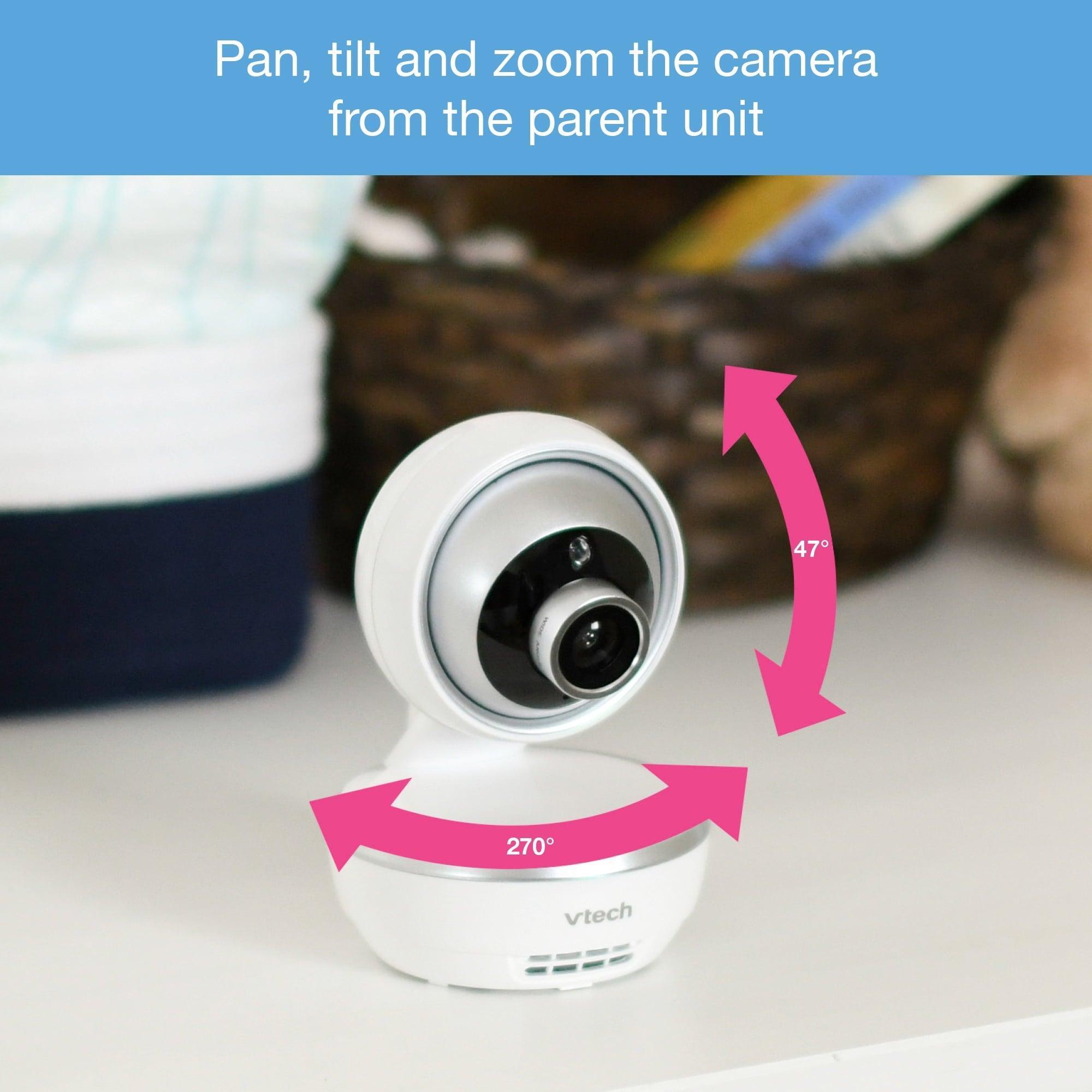VTech VM5261 5” Digital Video Baby Monitor with Pan & Tilt Camera, Wide-Angle & Standard Lenses, White - ClubOn
