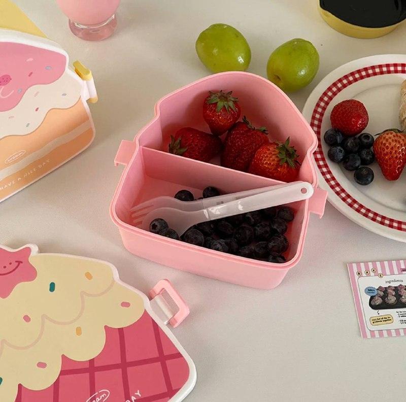 Cartoon Bento Lunch Box for Kids - Cute Design with Knife & Fork - ClubOn