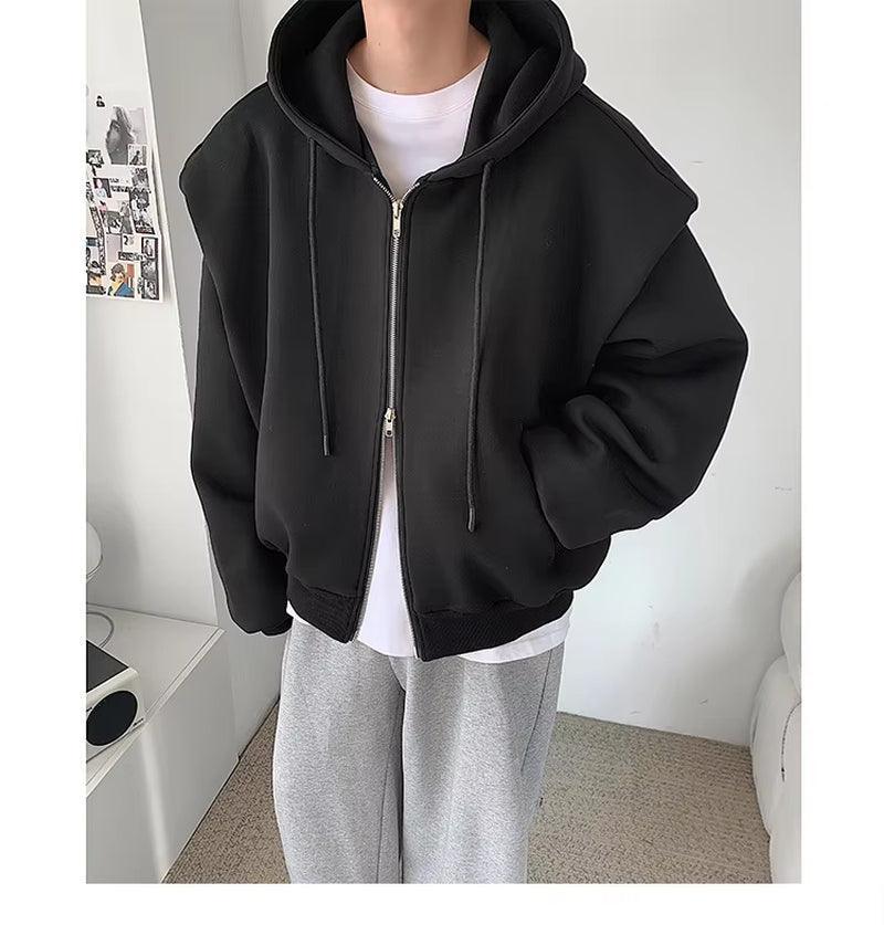 Men's Hooded Sweatshirt - Loose Fit High Street Fashion Coat - ClubOn