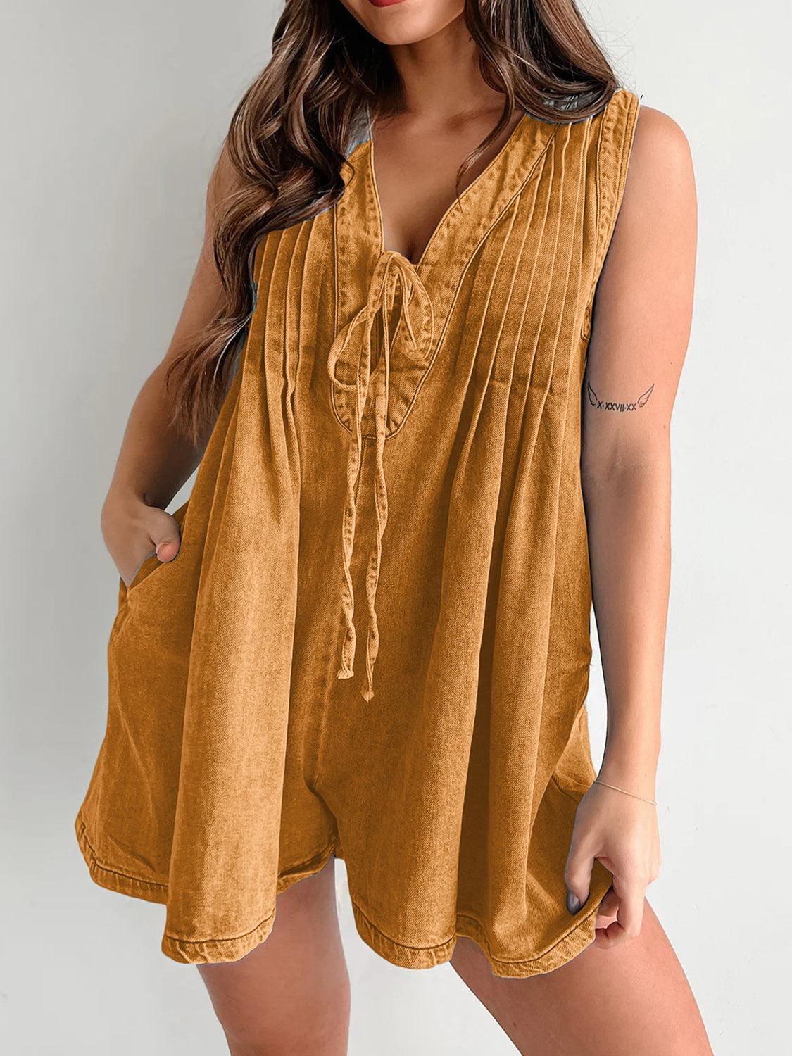 Tied Romper with Pockets - ClubOn