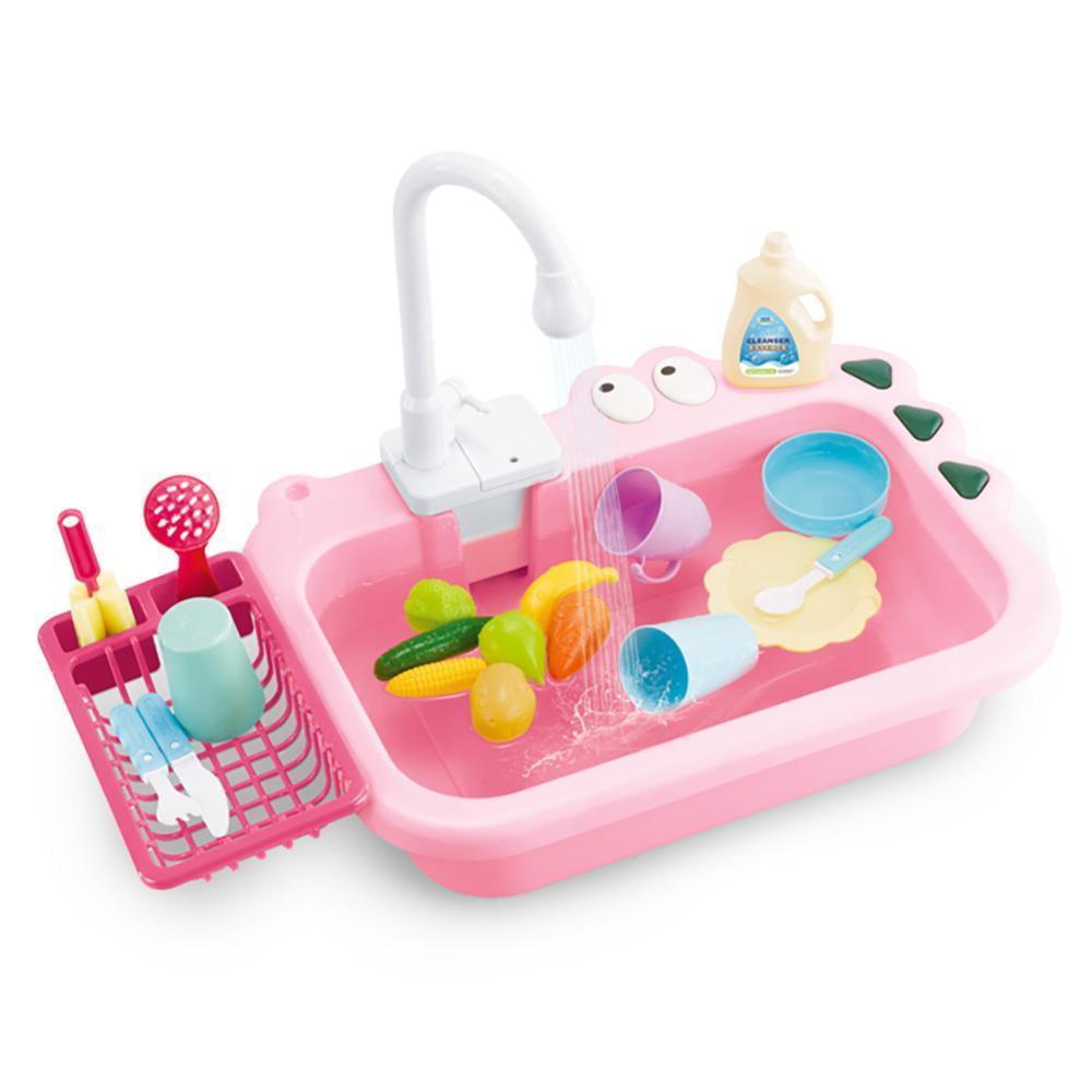 Pretend Play Electric Dishwasher Set – Sink & Tableware Toy - ClubOn