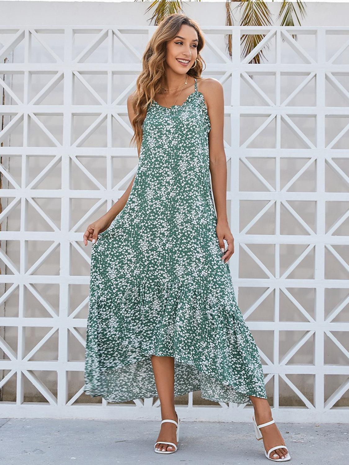 Ditsy Floral Scoop Neck Midi Cami Dress - ClubOn