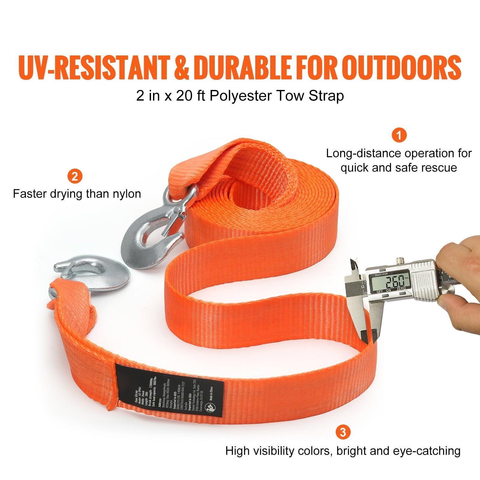 SKYSHALO Car Tow Cable – 20ft Heavy Duty Towing Strap Rope, 17,000 lbs Capacity with 2 Hooks - ClubOn