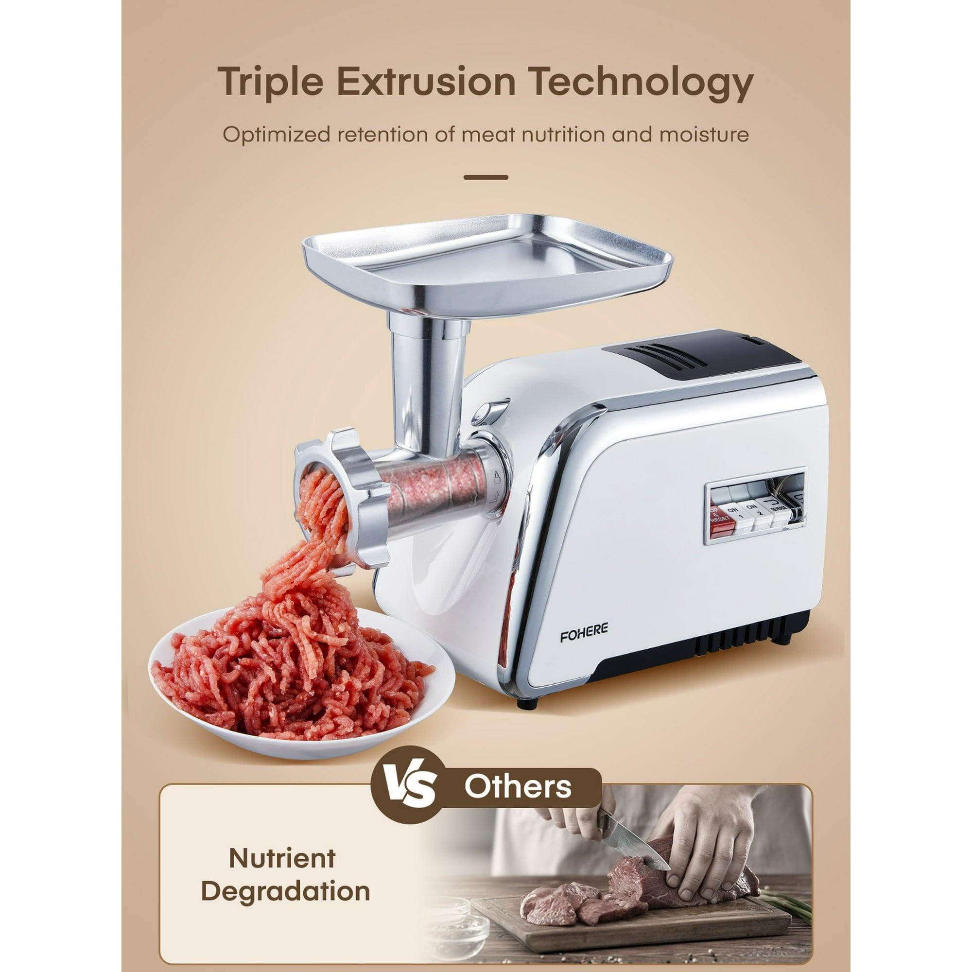 Electric Meat Grinder Heavy Duty, 3000W Max, Sausage Stuffer, 4 Stainless Steel Grinding Plates, 3 Blades, Storage Box - ClubOn