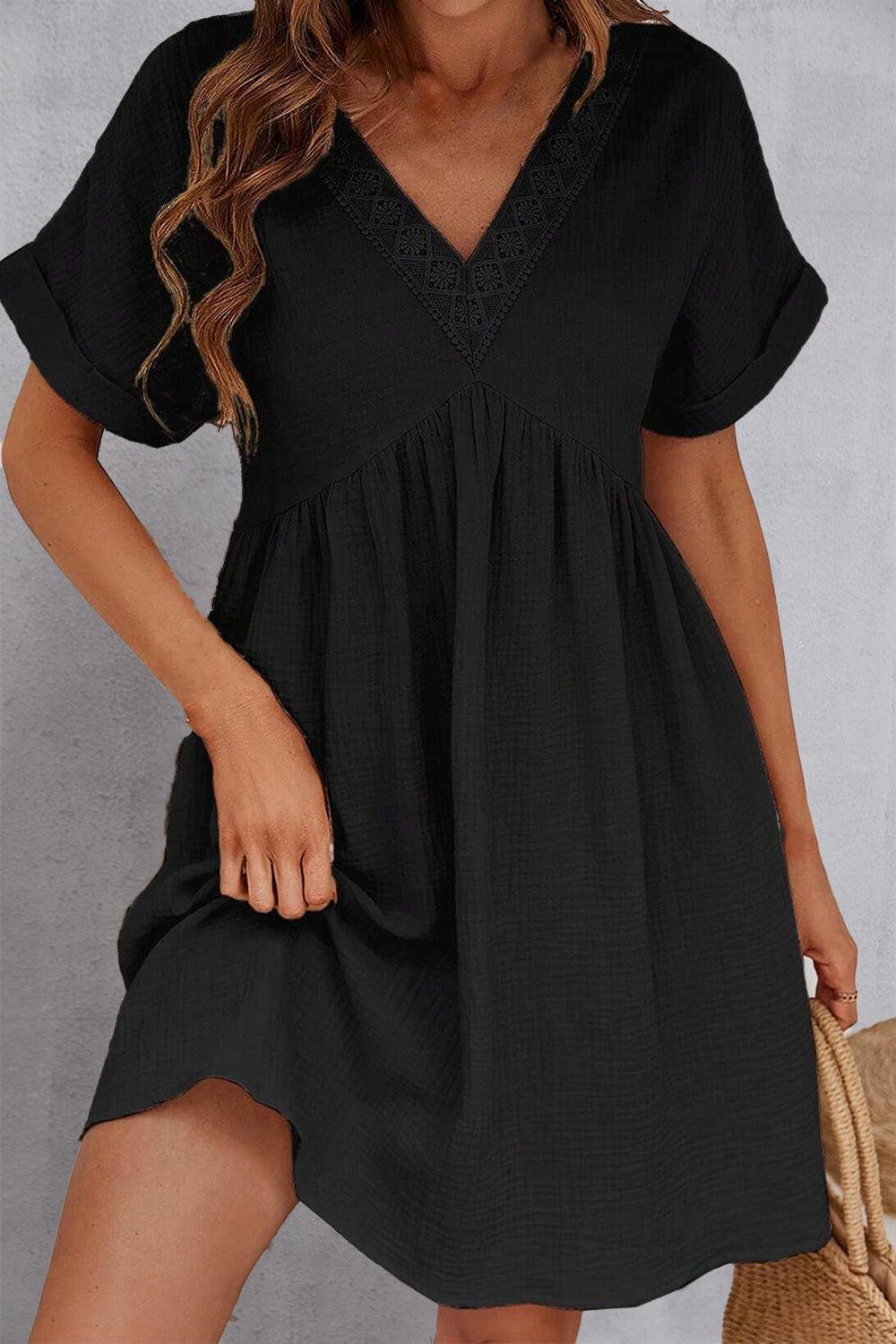 V-Neck Short Sleeve Dress - ClubOn