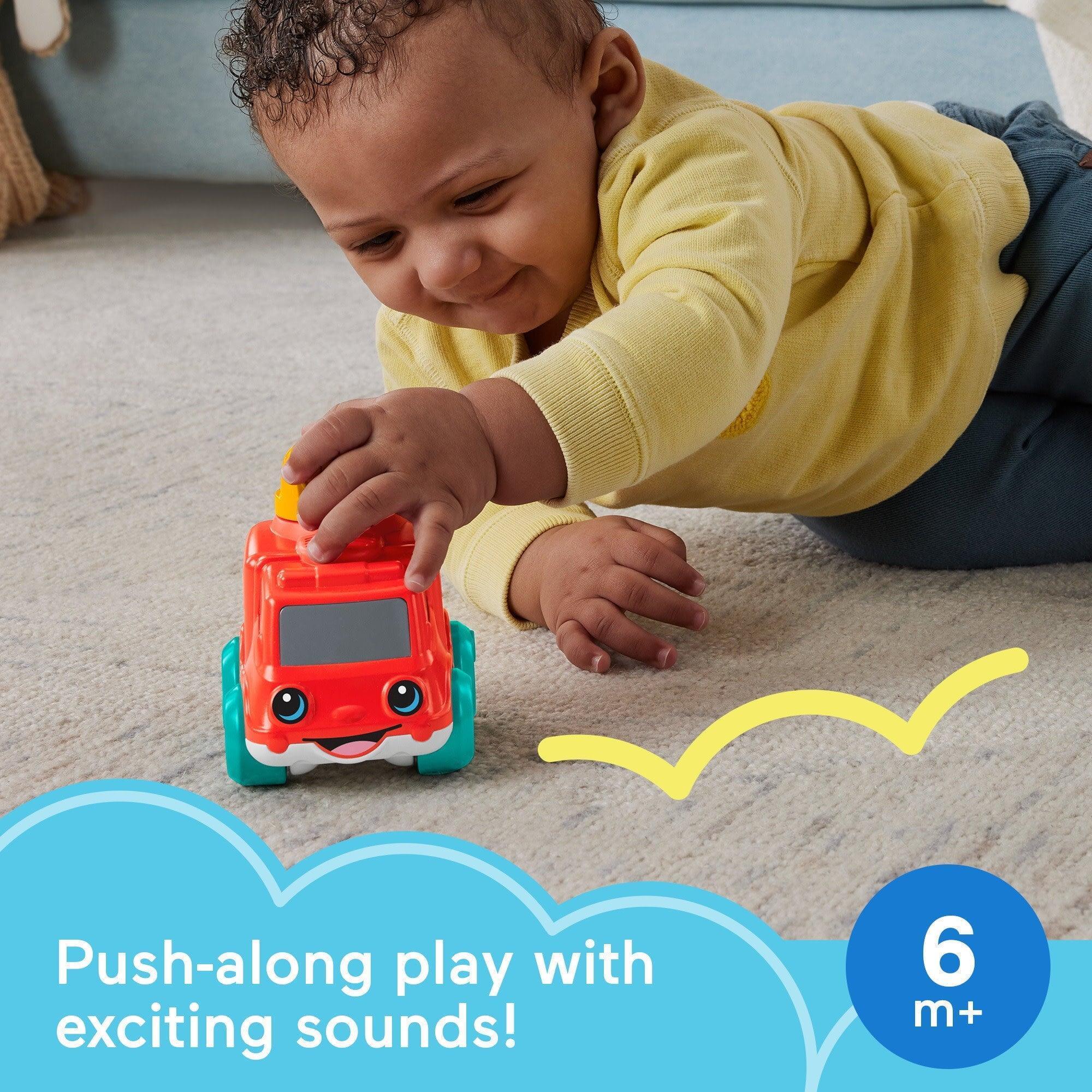 Fisher-Price Chime & Ride Fire Truck Push-Along Toy Vehicle for Infants with Fine Motor Activities - ClubOn
