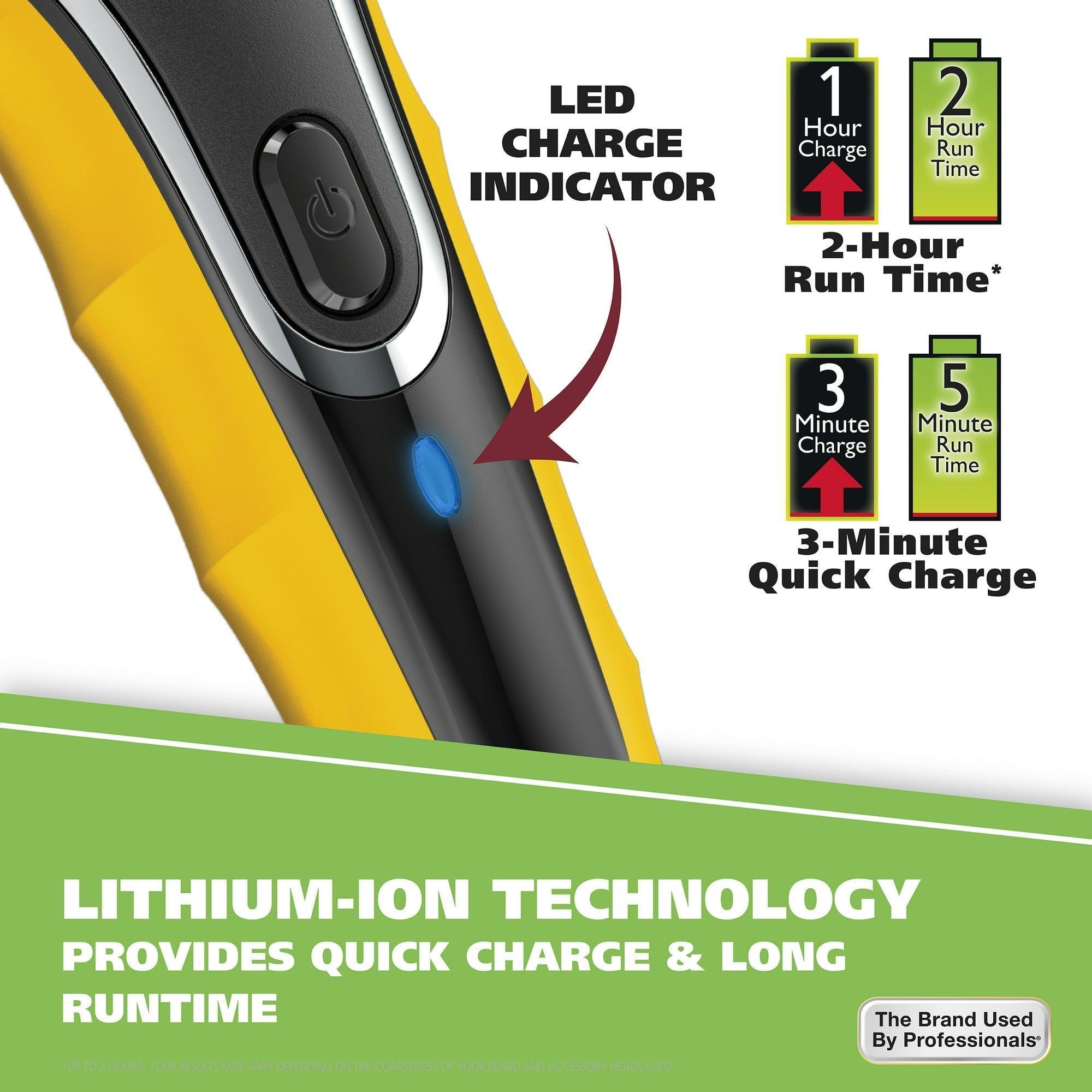 Wahl LifeProof Wet/Dry Rechargeable Lithium Ion Trimmer for Men, Black/Yellow, Model 9899 - ClubOn