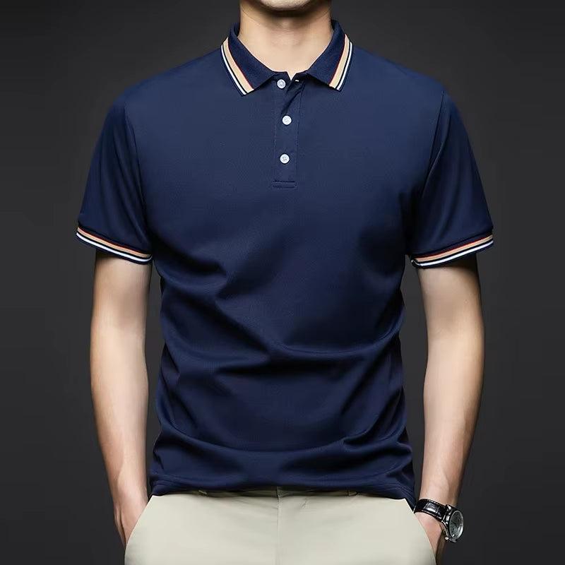 Men's Fashion Striped Lapel Polo Shirt - Summer Breathable Short Sleeve Top - ClubOn