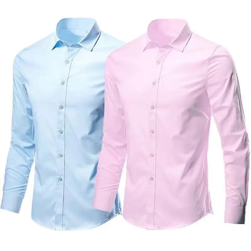 Men's Elastic Wrinkle-Free Shirt - Business Casual Style - ClubOn