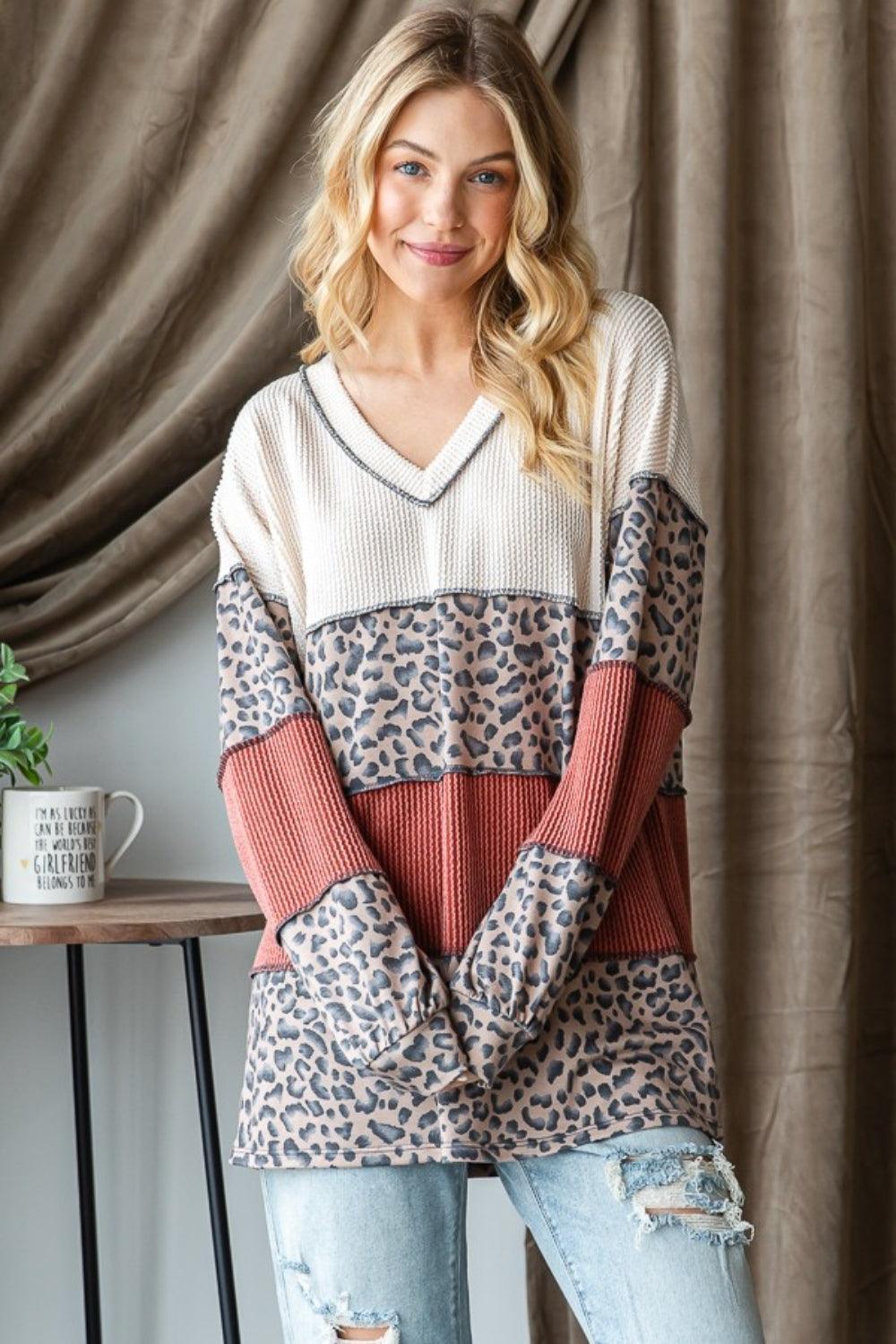 Heimish Color Block Long Sleeve Exposed Seam Top - ClubOn