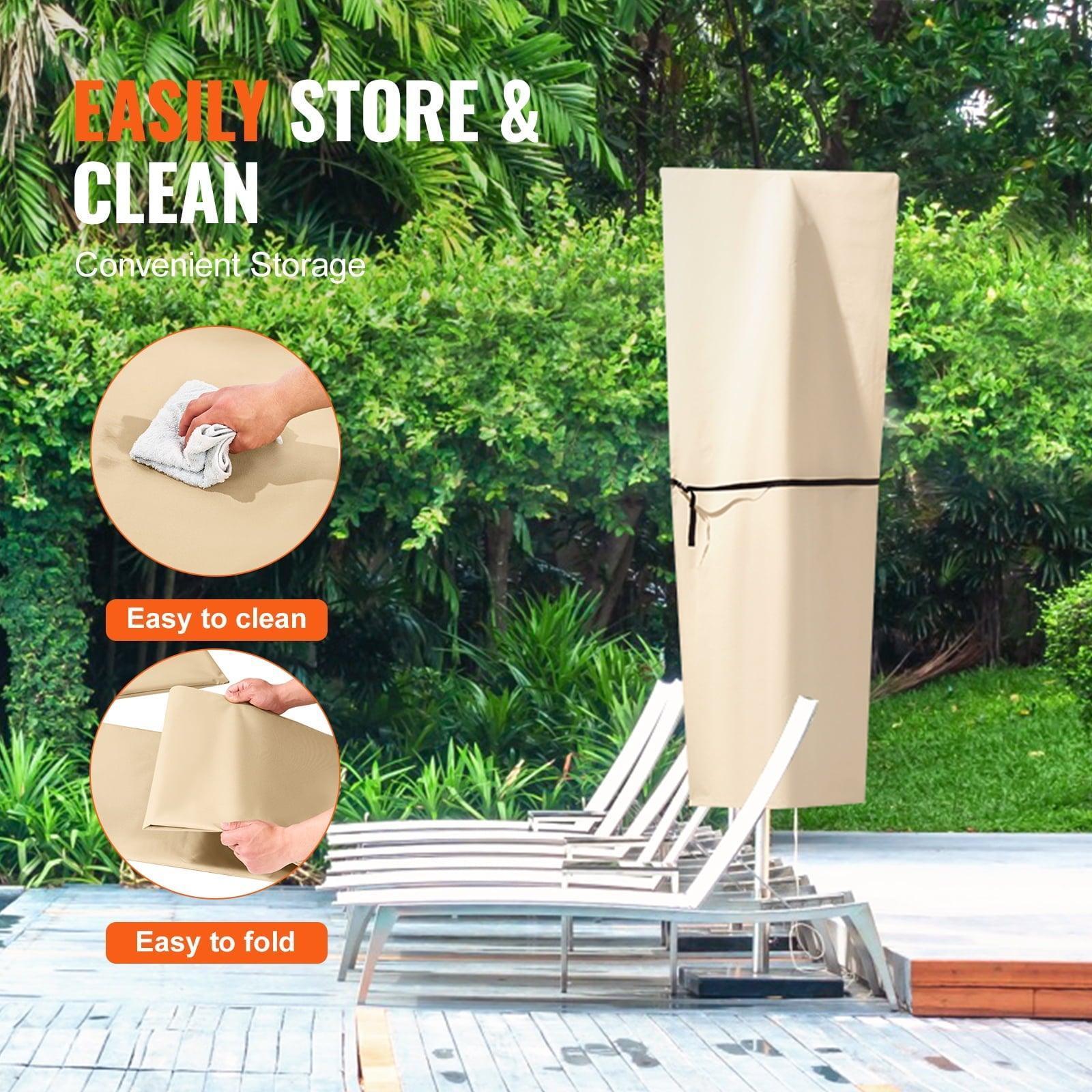 SKYSHALO Outdoor Umbrella Cover – Fits up to 13ft, Durable 420D Oxford Fabric with UV Protection, Beige, Includes Storage Pouch - ClubOn