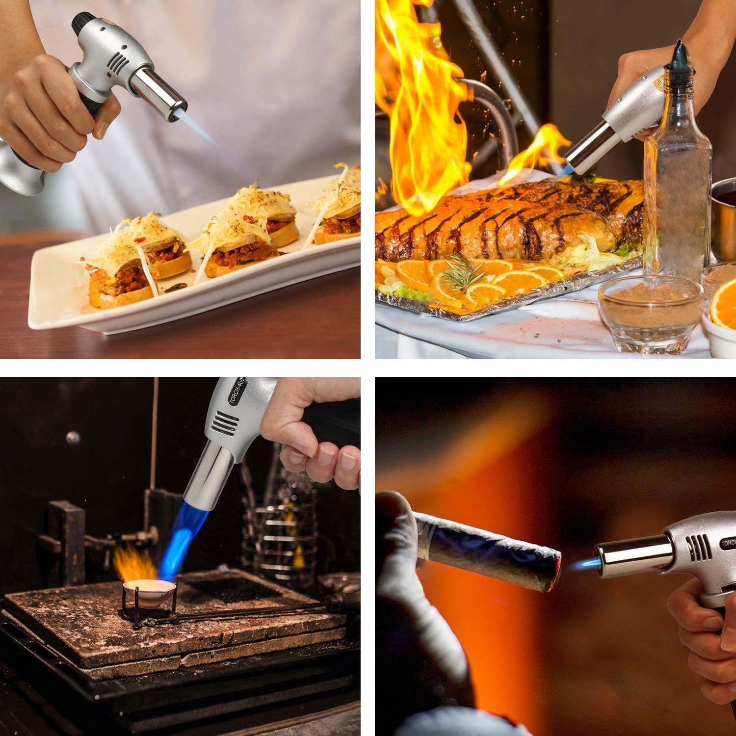 Culinary Butane Torch Lighter – Kitchen Blow Torch with Safety Lock & Adjustable Flame, Refillable Cooking Torch for Crème Brûlée & Baking - ClubOn