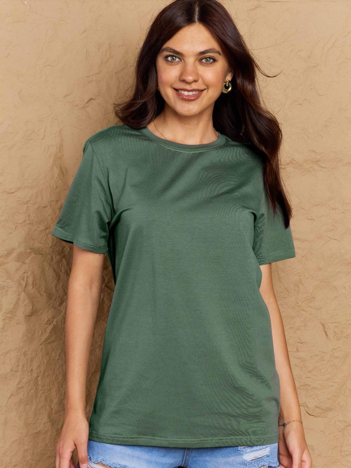Full Size Round Neck Short Sleeve T-Shirt - ClubOn