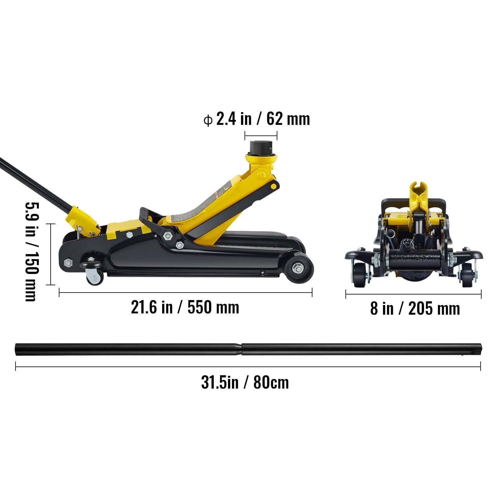 SKYSHALO Low Profile Floor Jack - 2.5 Ton Slim Steel Racing Lift, 3.35