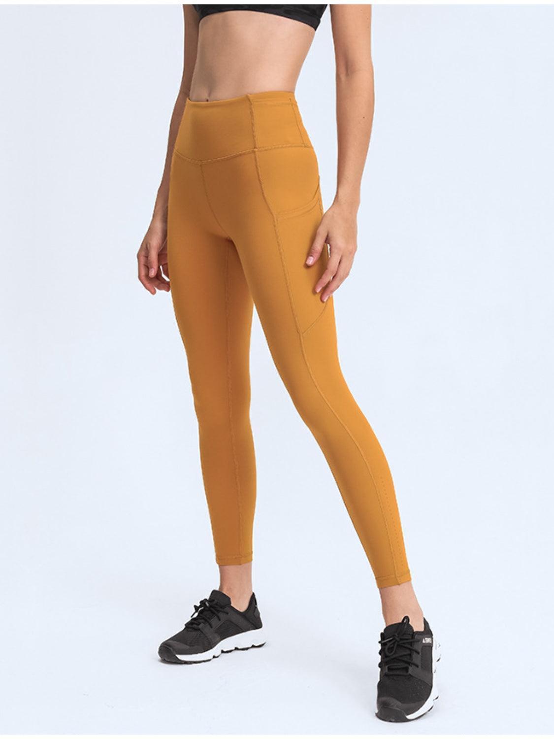 Millennia Wide Waistband Leggings with Pockets - ClubOn