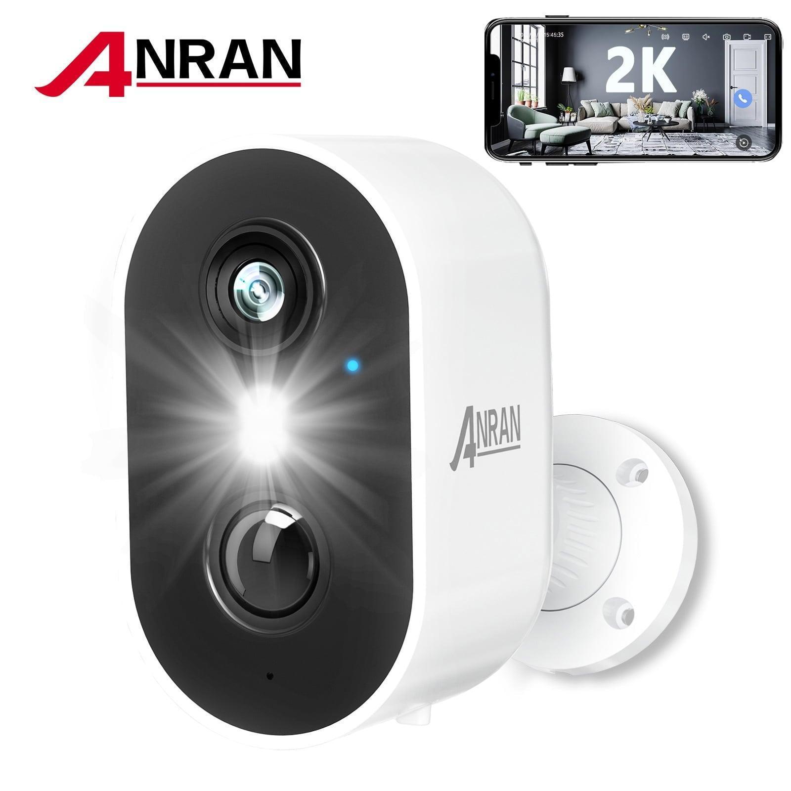 ANRAN 2K Wireless Outdoor Security Camera – Spotlight, PIR Detection, Color Night Vision, 2-Way Audio, Rechargeable Battery, Wi-Fi, White - ClubOn