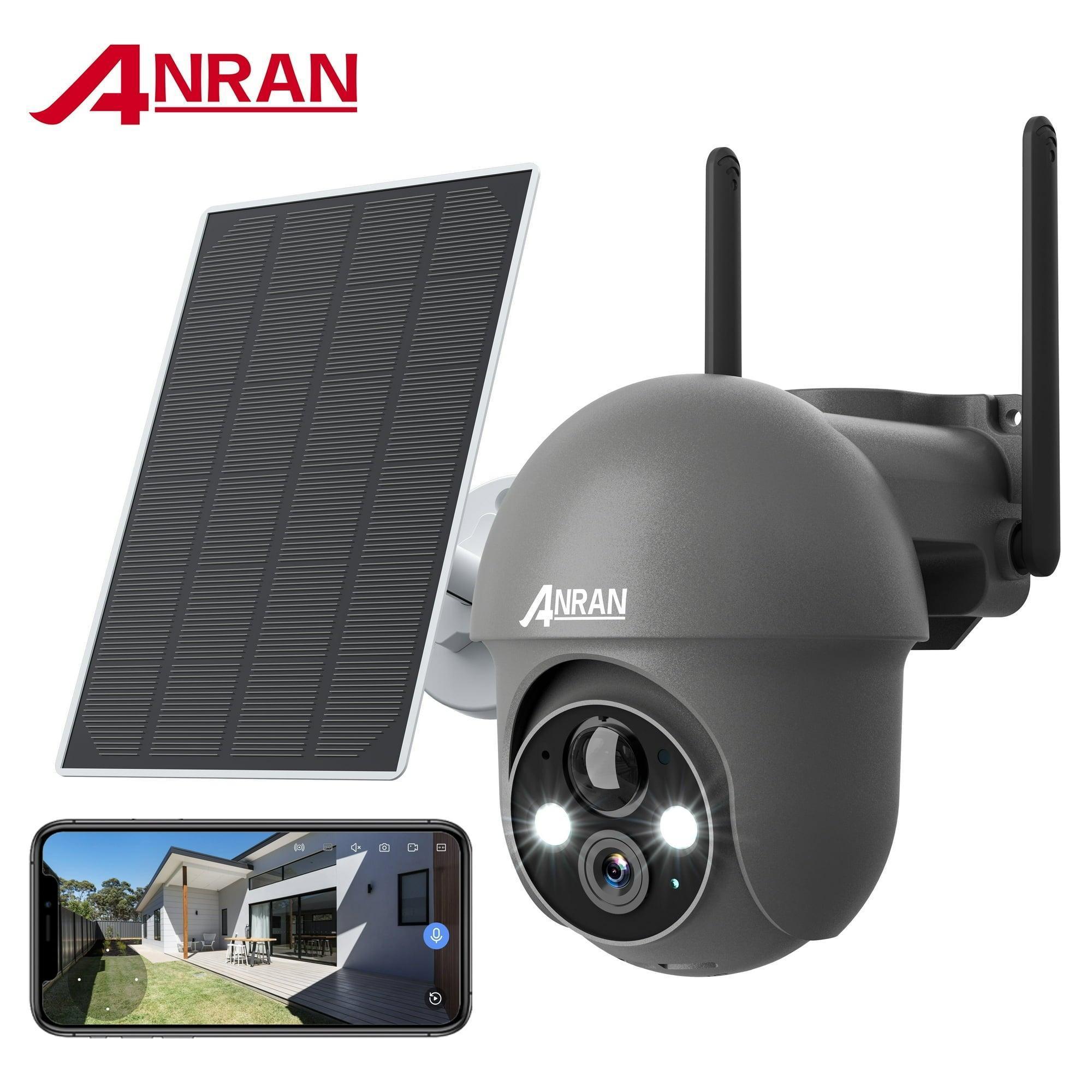 ANRAN Wireless Solar Security Camera Outdoor, 360° View, 2K Resolution, Smart Siren, Spotlights, Color Night Vision, PIR Detection, Pan/Tilt, 2-Way Talk - ClubOn
