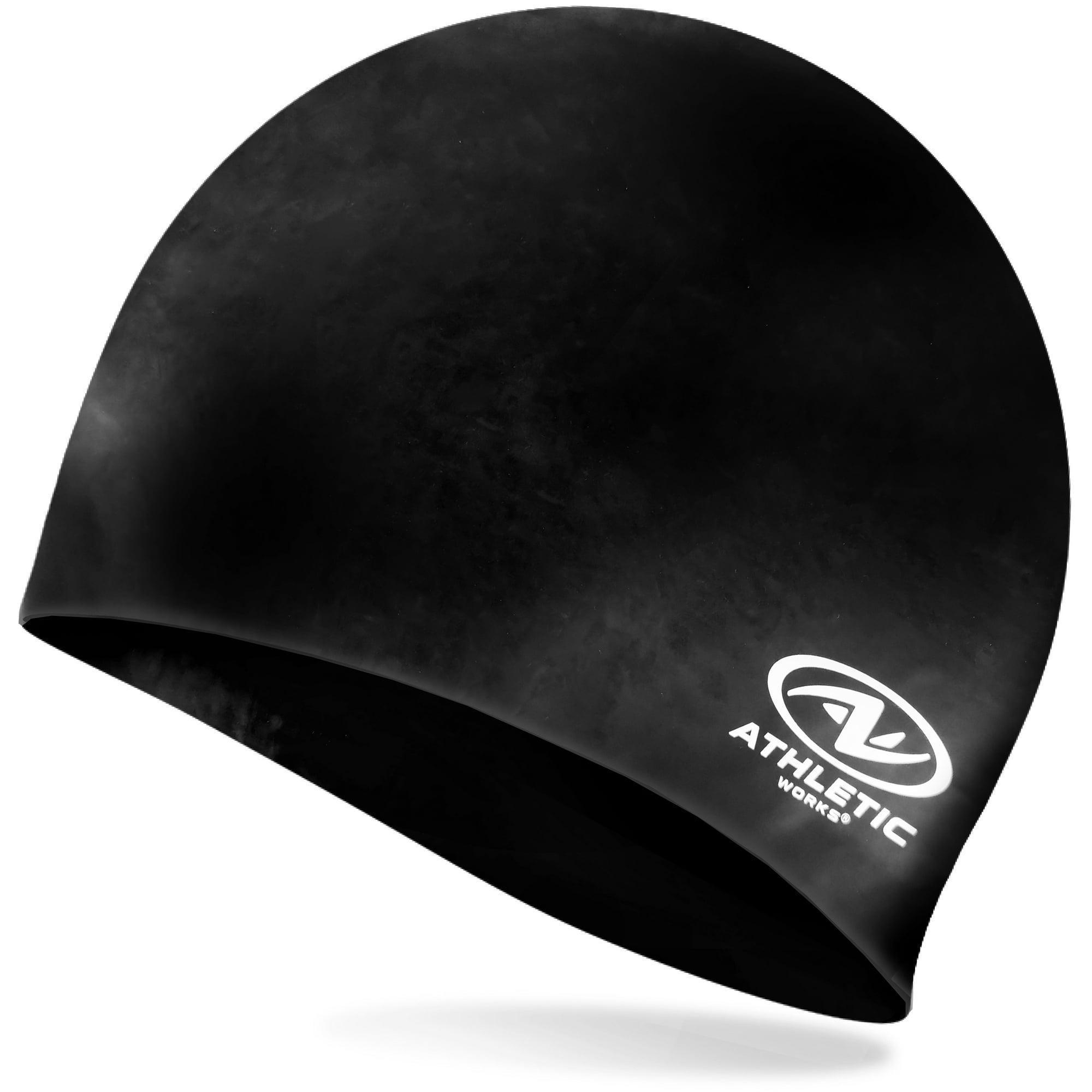 Athletic Works Adult Size Black Silicone Swim Cap – Durable, Comfortable Fit - ClubOn