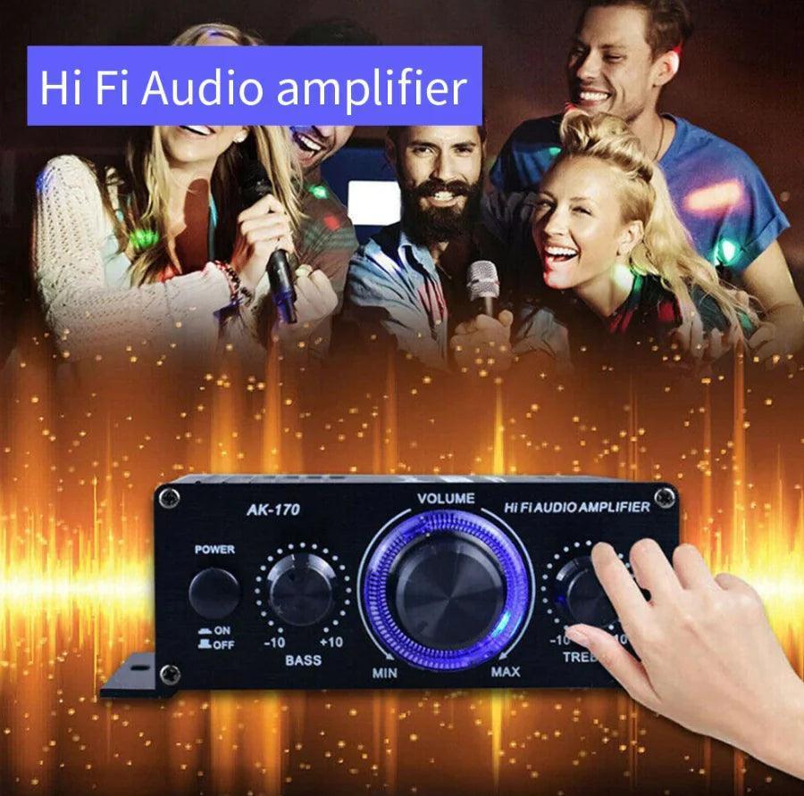 400W 12V 2 Channel Powerful Stereo Audio Power Amplifier HiFi Bass Amp Car Home - ClubOn